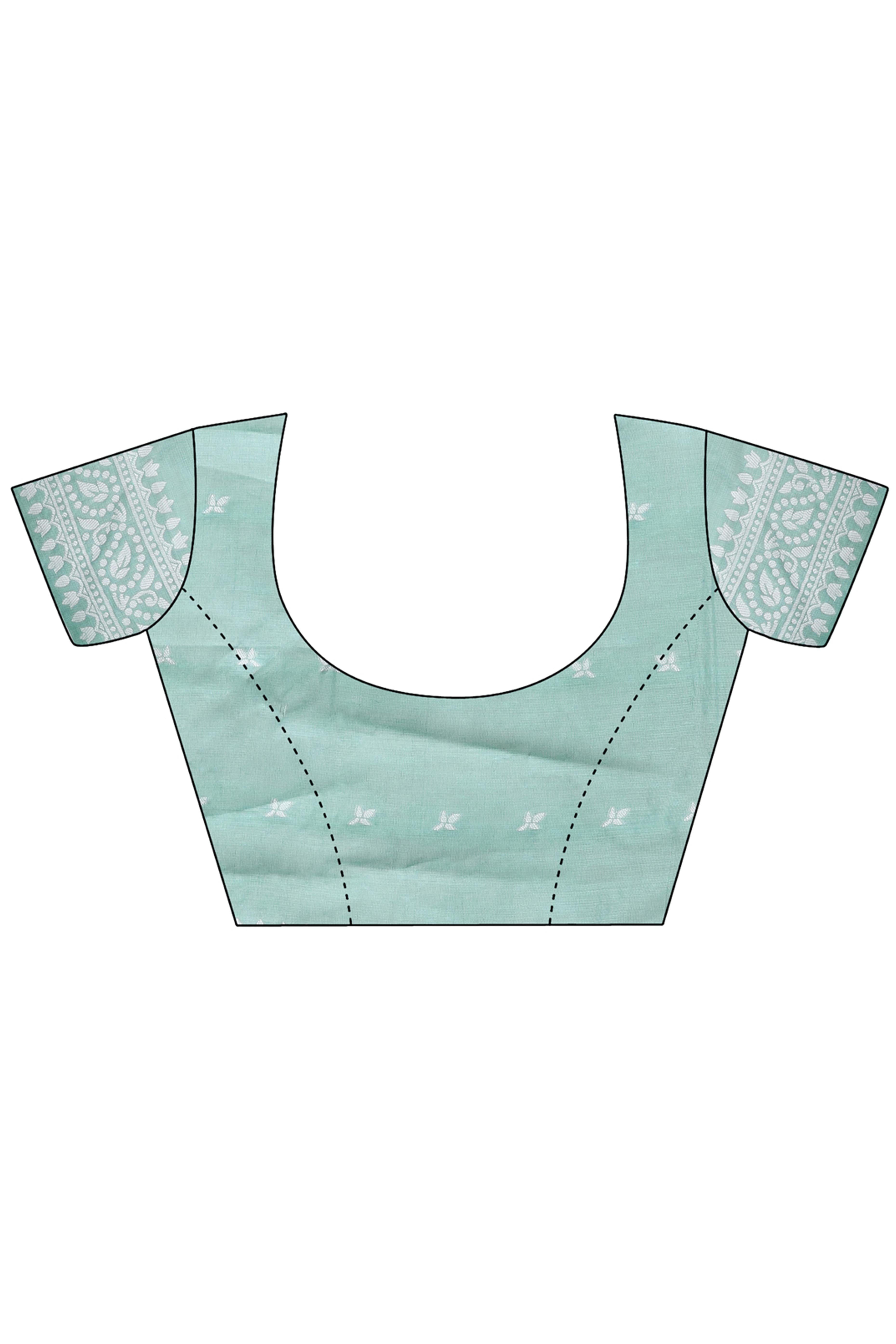 Traditional Bandhani Inspired Woven Sea Green Saree in Breathable Linen Cotton