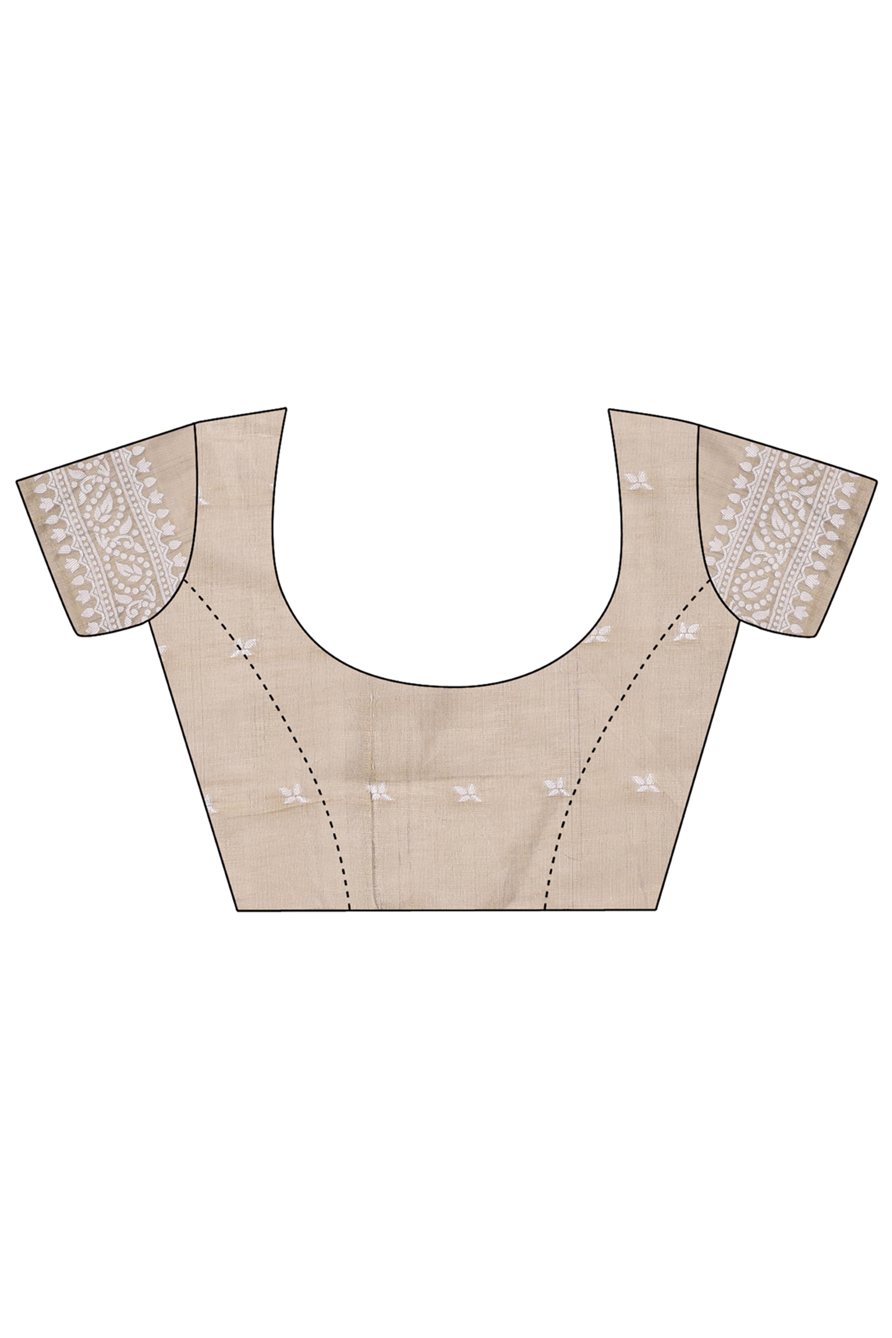 Traditional Bandhani Inspired Woven Brown Saree in Breathable Linen Cotton