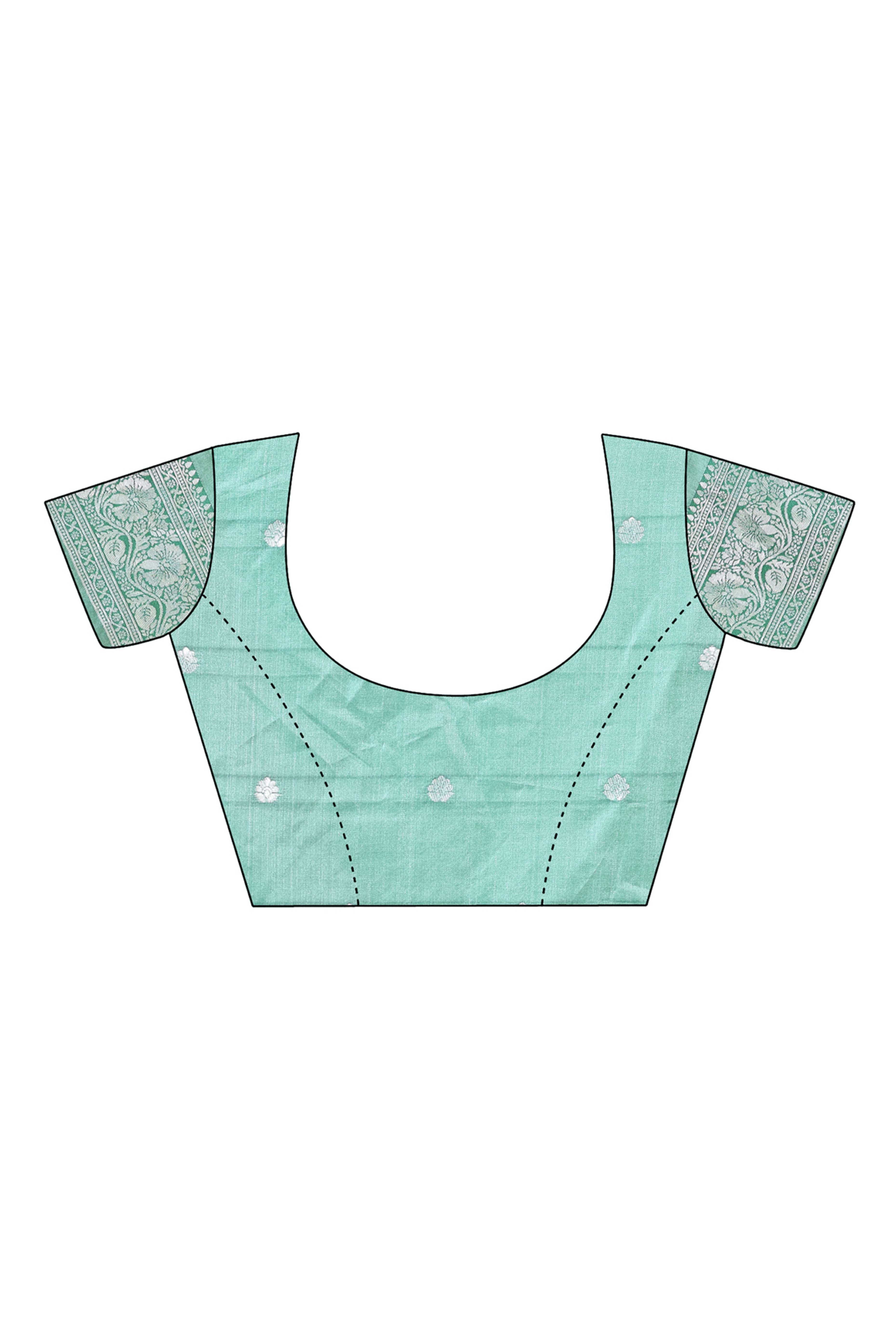 Light Blue Lichi Silk Blend Saree With Exquisite Floral Weaving & Graceful Tassel Details