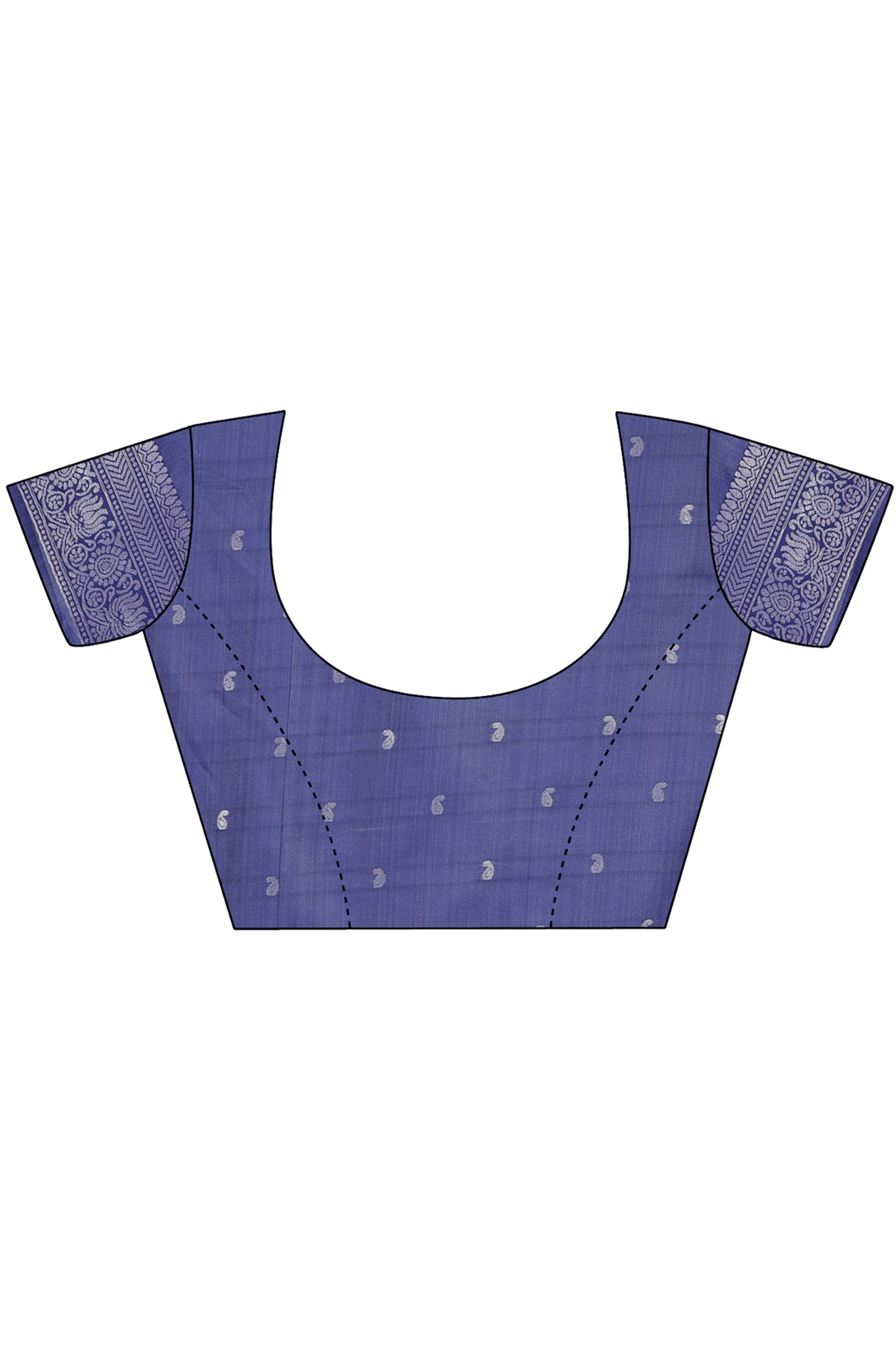 Blue Banarasi Weave in Checked Design with Lustrous Zari Embellishments