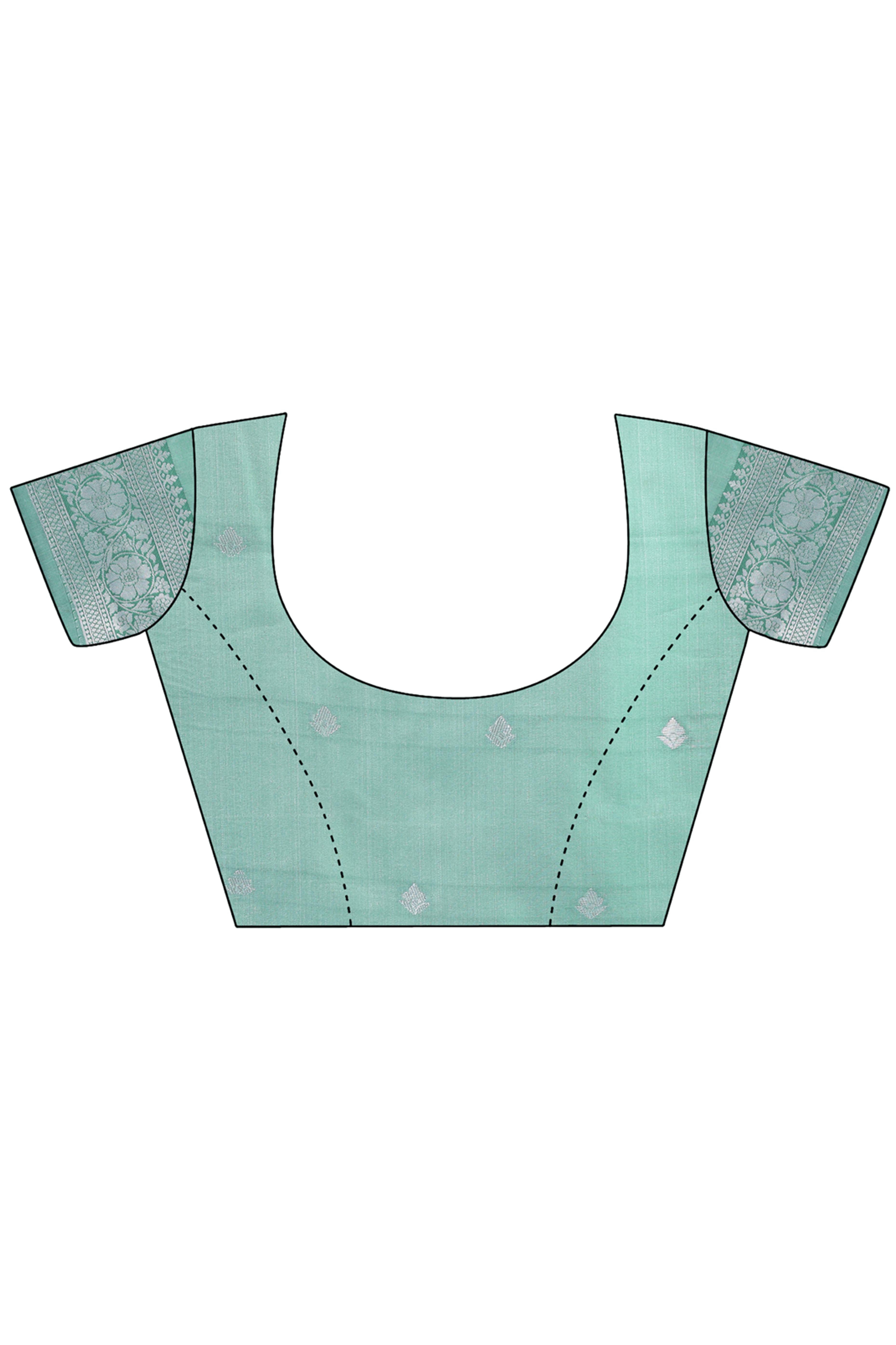 Cream Lichi Cotton Silk Saree Adorned With Floral Zari Weave & Tassels