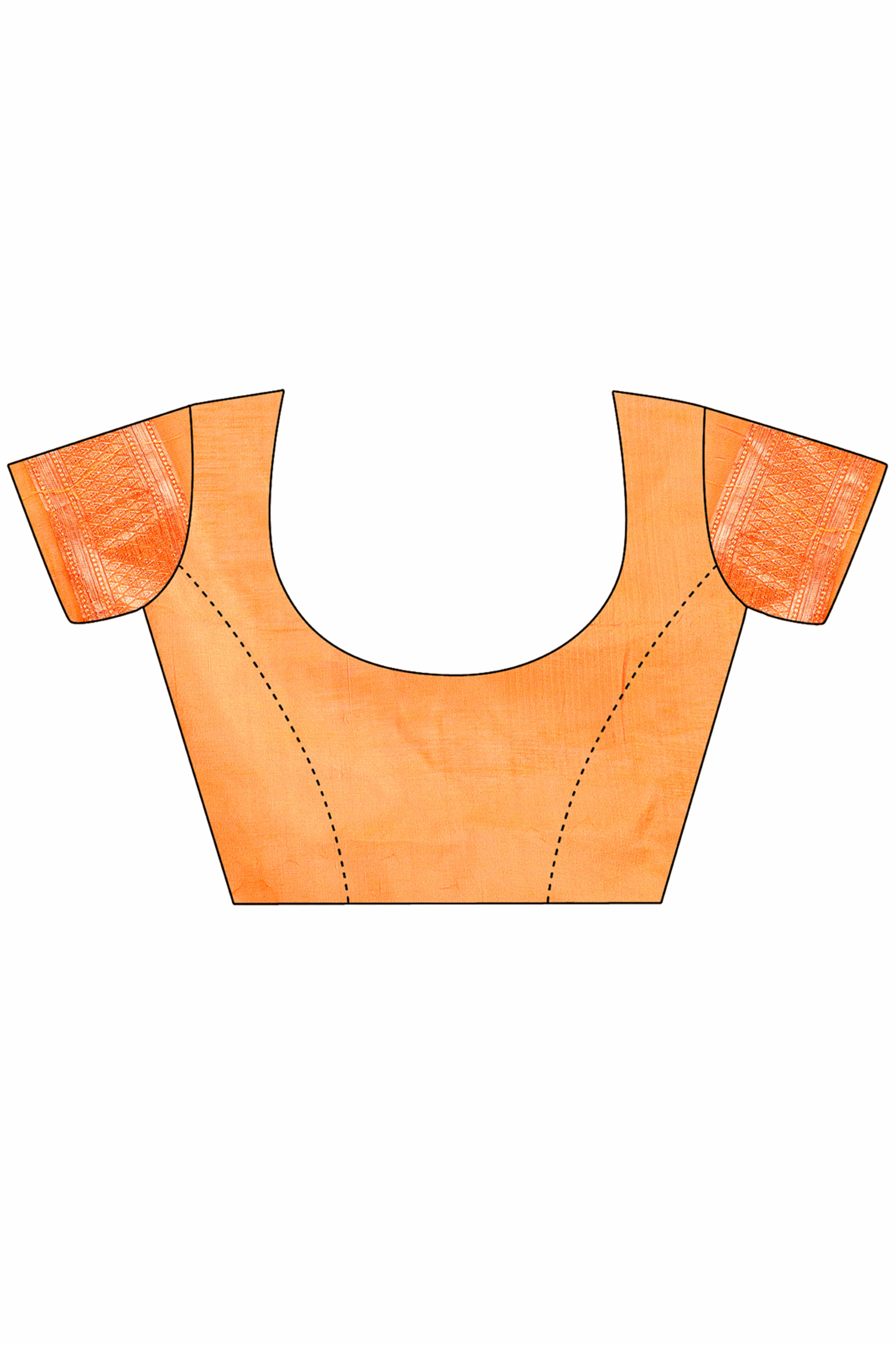 Rust Orange Zari Butti Weaving Linen Cotton Saree