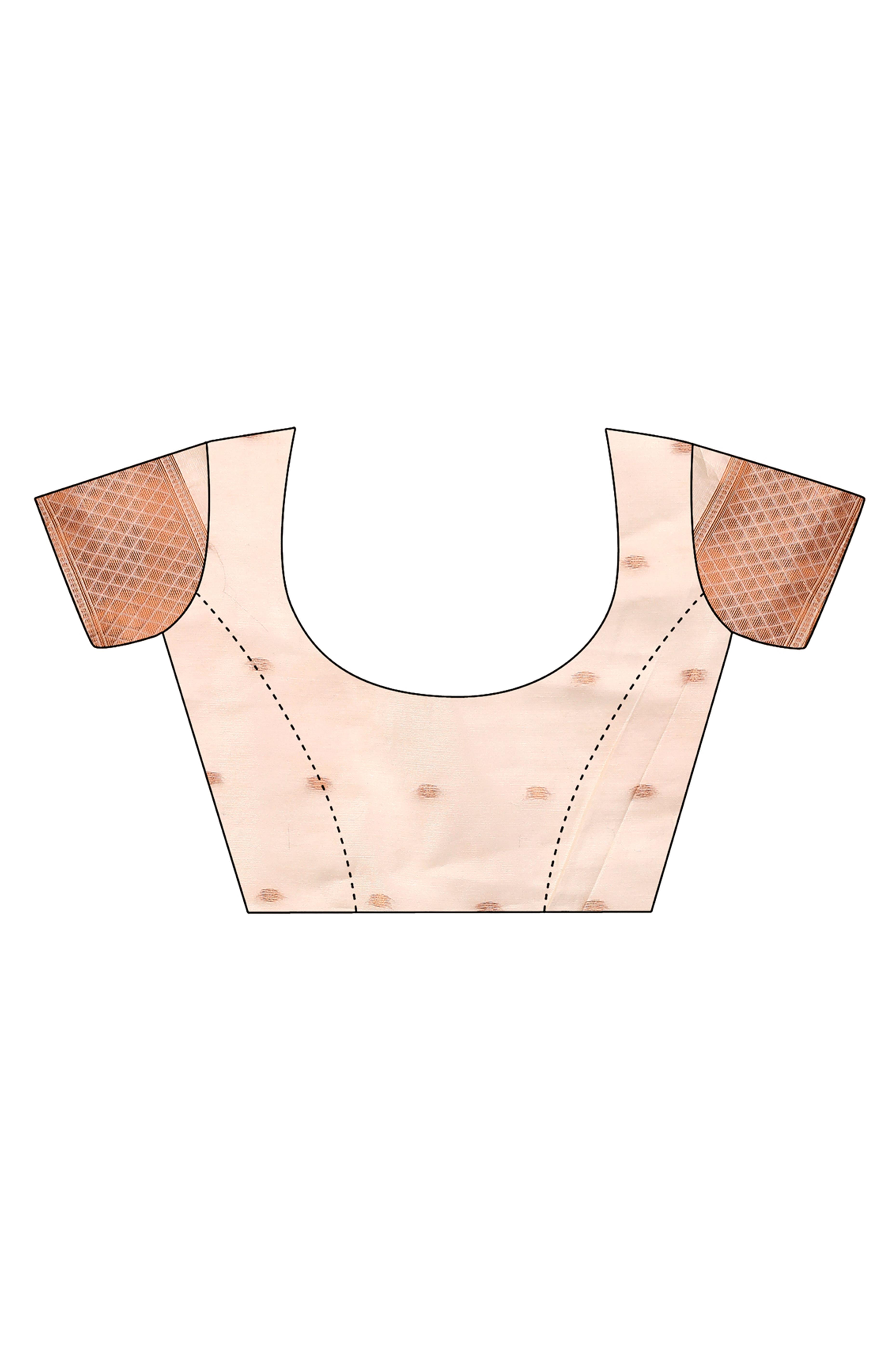 Offwhite Floral Zari Weaving Linen Cotton Saree With Tassel Pallu Accent