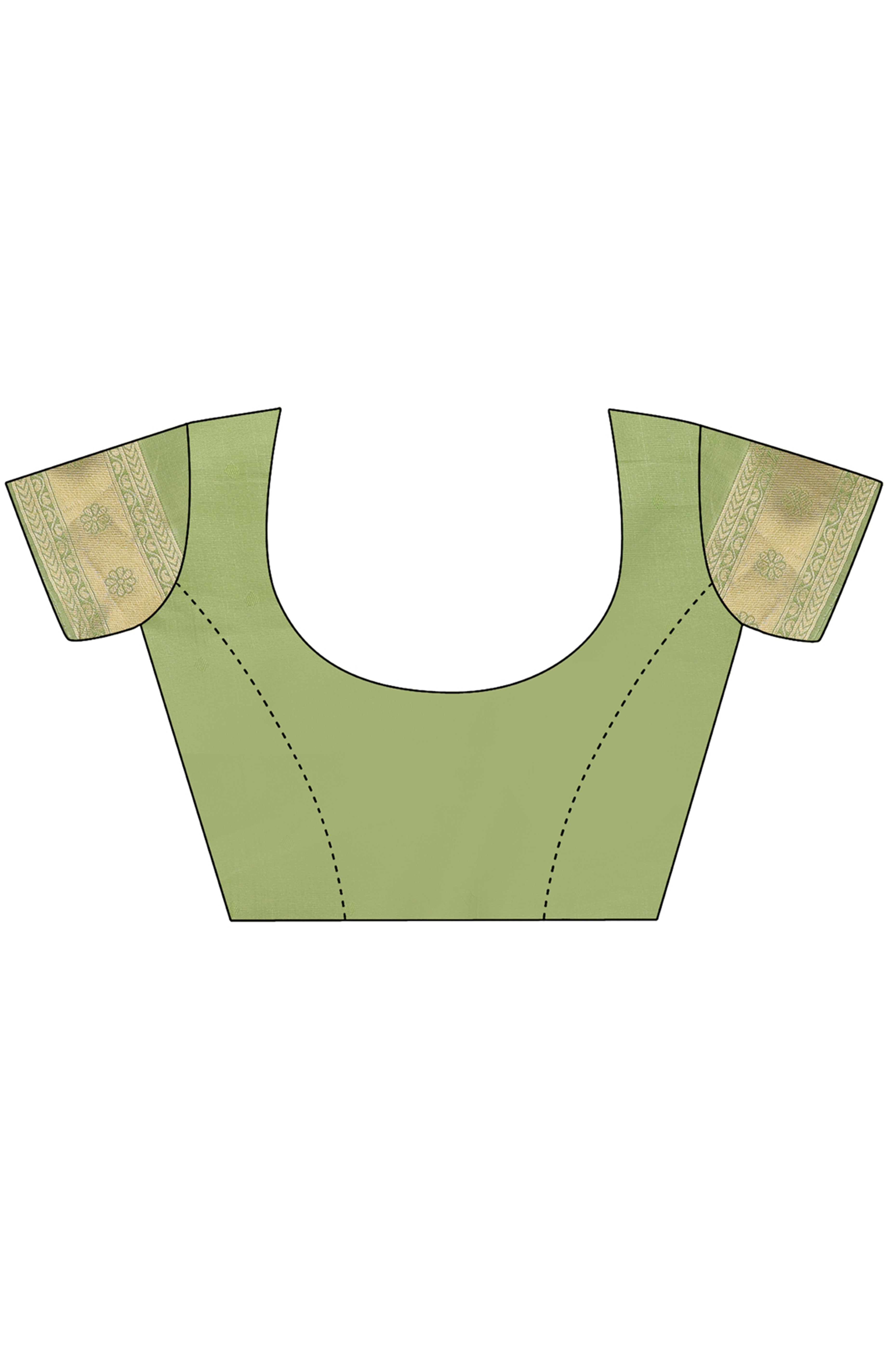 Light Green Saree in Pure Banarasi Silk with Intricate Zari Borders and Motifs