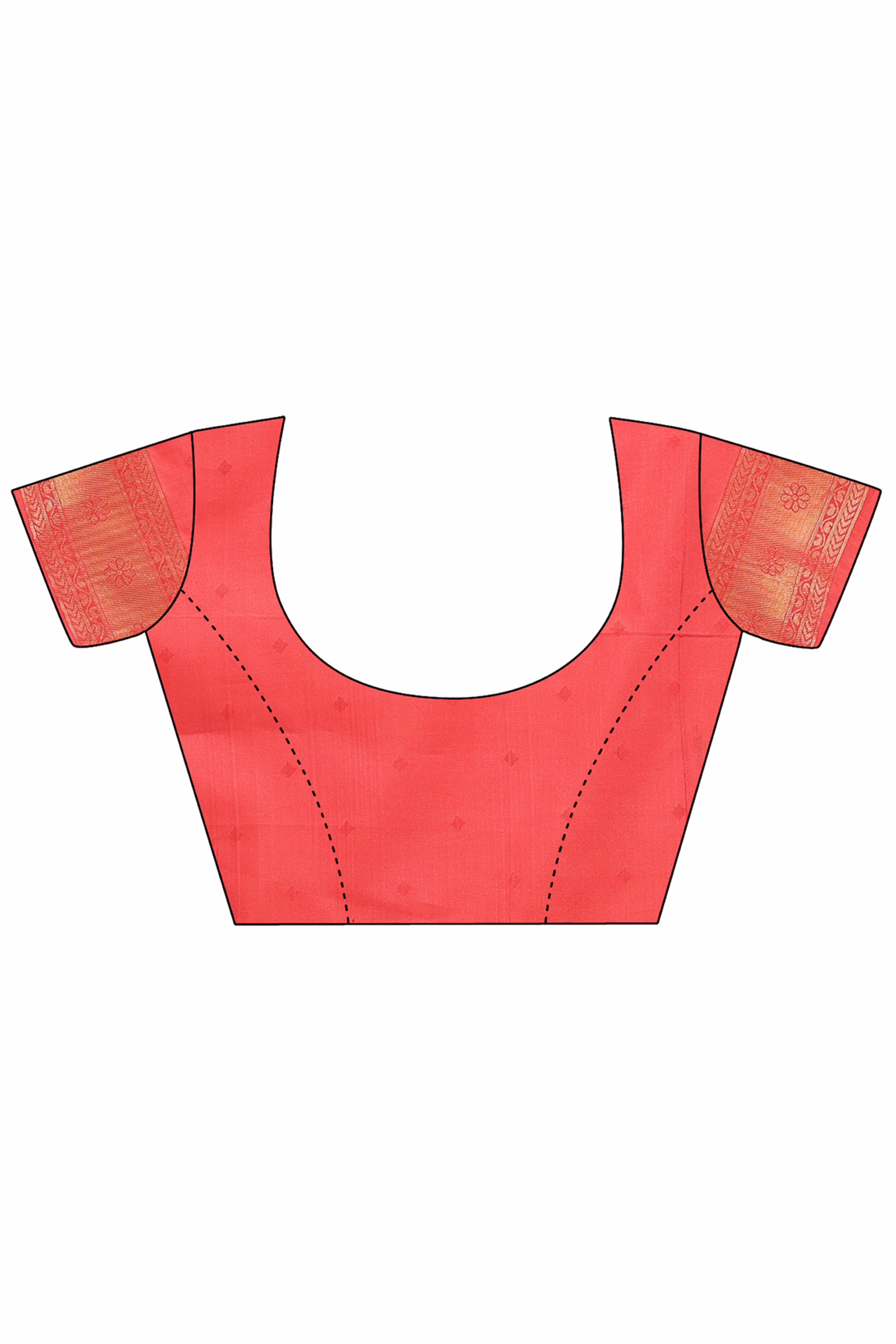 Orange & Red Saree in Pure Banarasi Silk with Intricate Zari Borders and Motifs