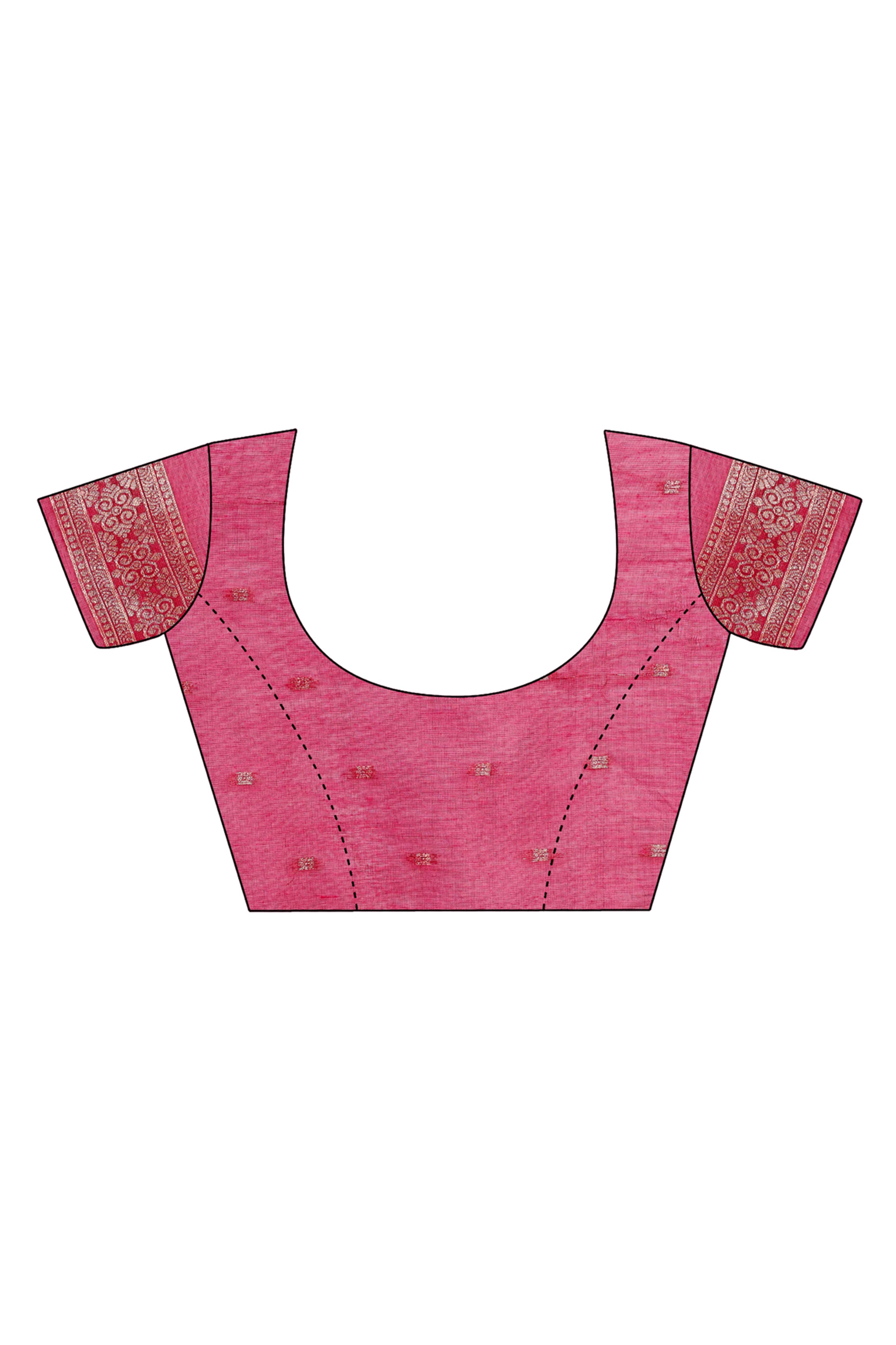 Floral Weaving On Pink Cotton Blend Saree With Tassels