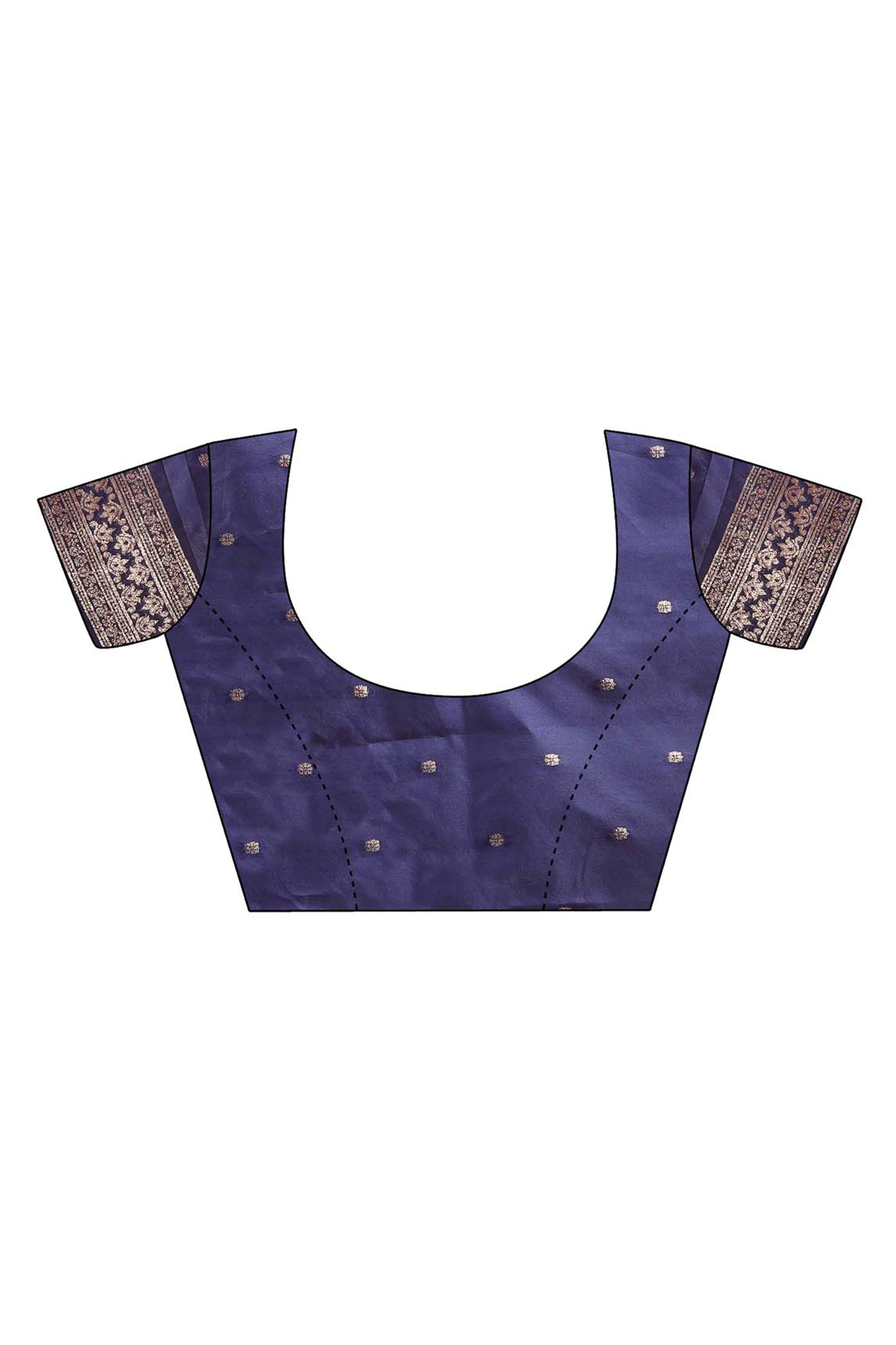 Navy Blue Banarasi Silk Saree With Floral Zari Weaving & Elegant Tassels