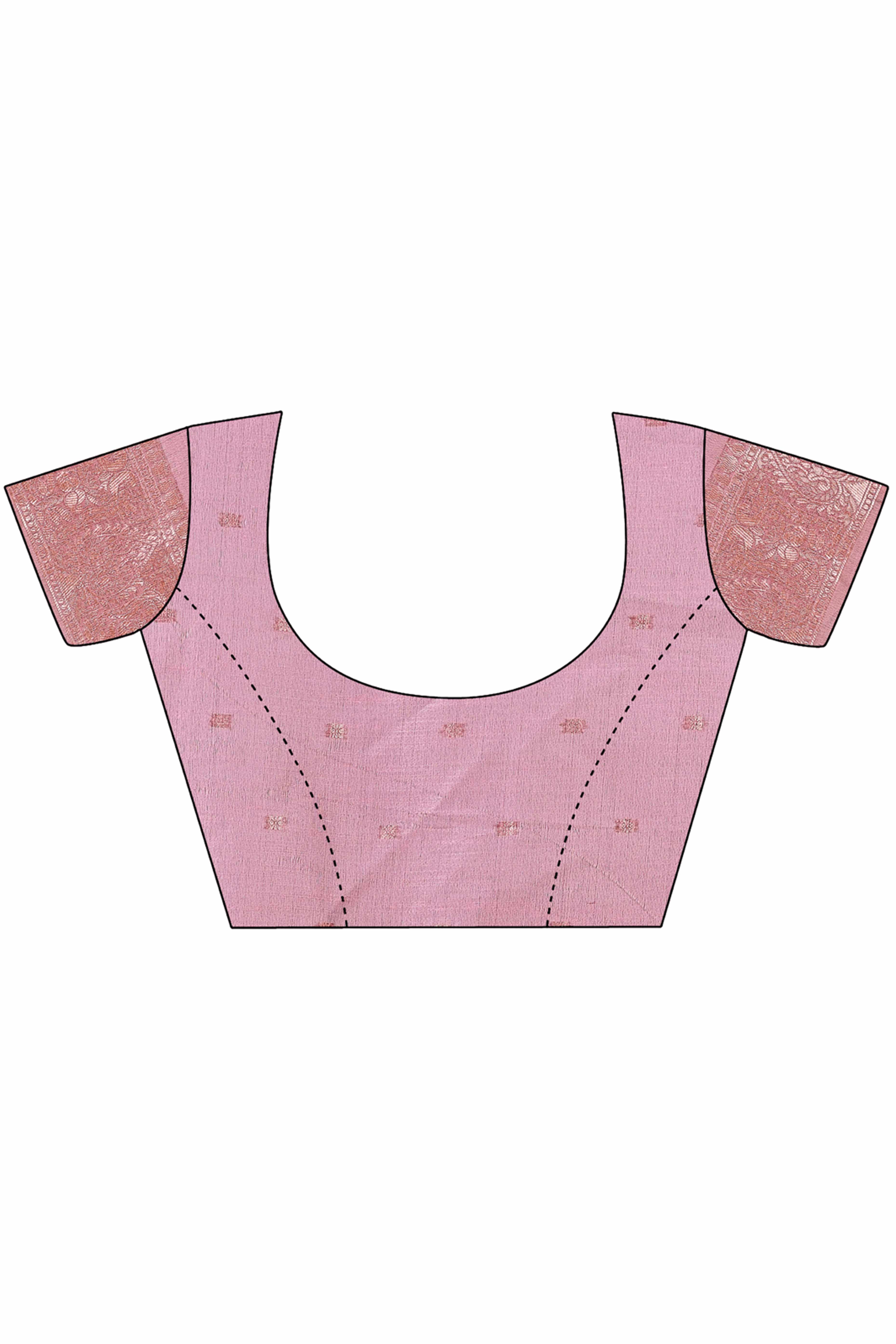 Purple Linen Cotton Saree With Floral Zari Weaving & Delicate Tassel Border