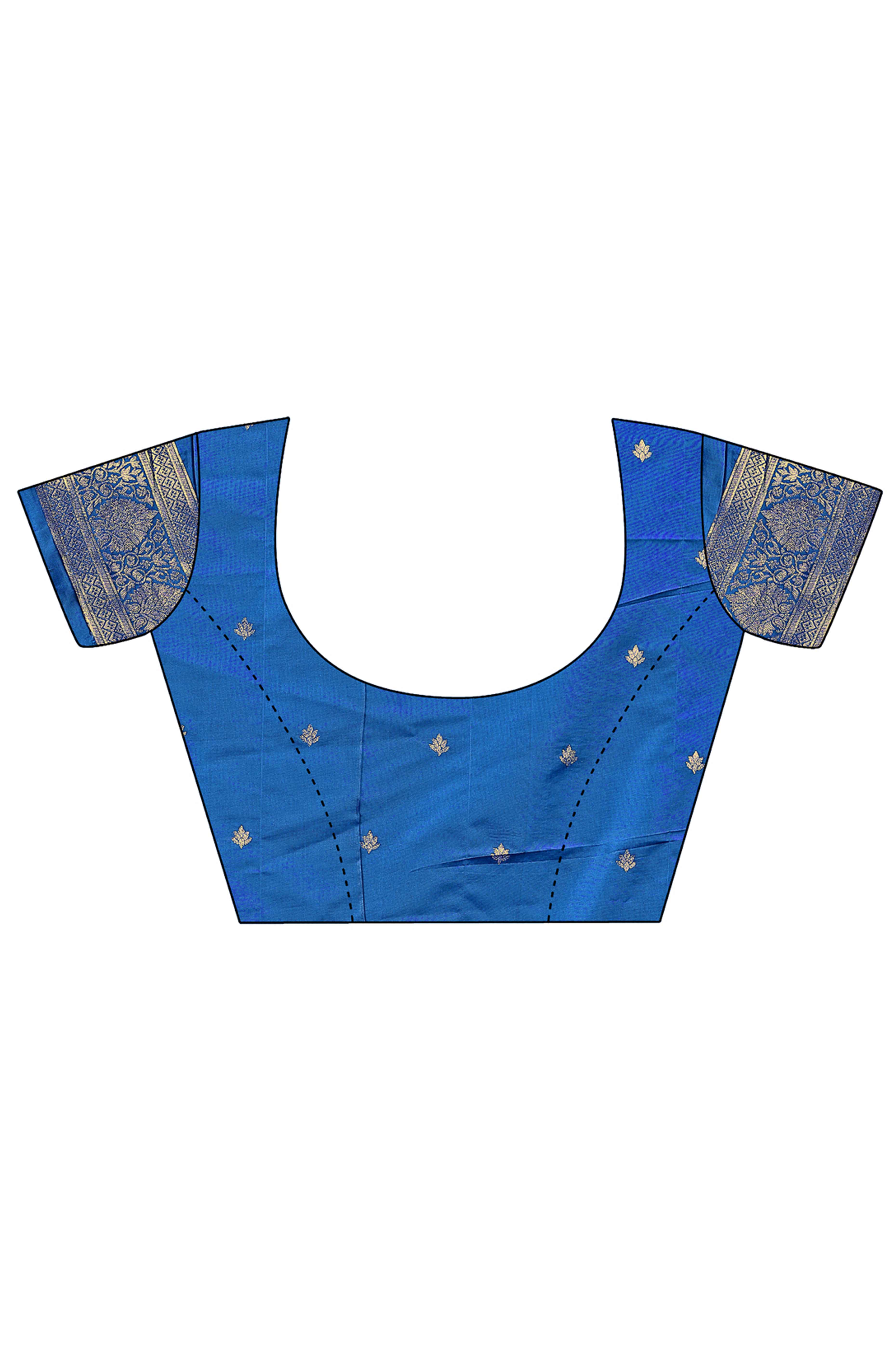 Elegant Blue Floral Zari Woven Kanjivaram Silk Saree Crafted for Timeless Festive Glamour