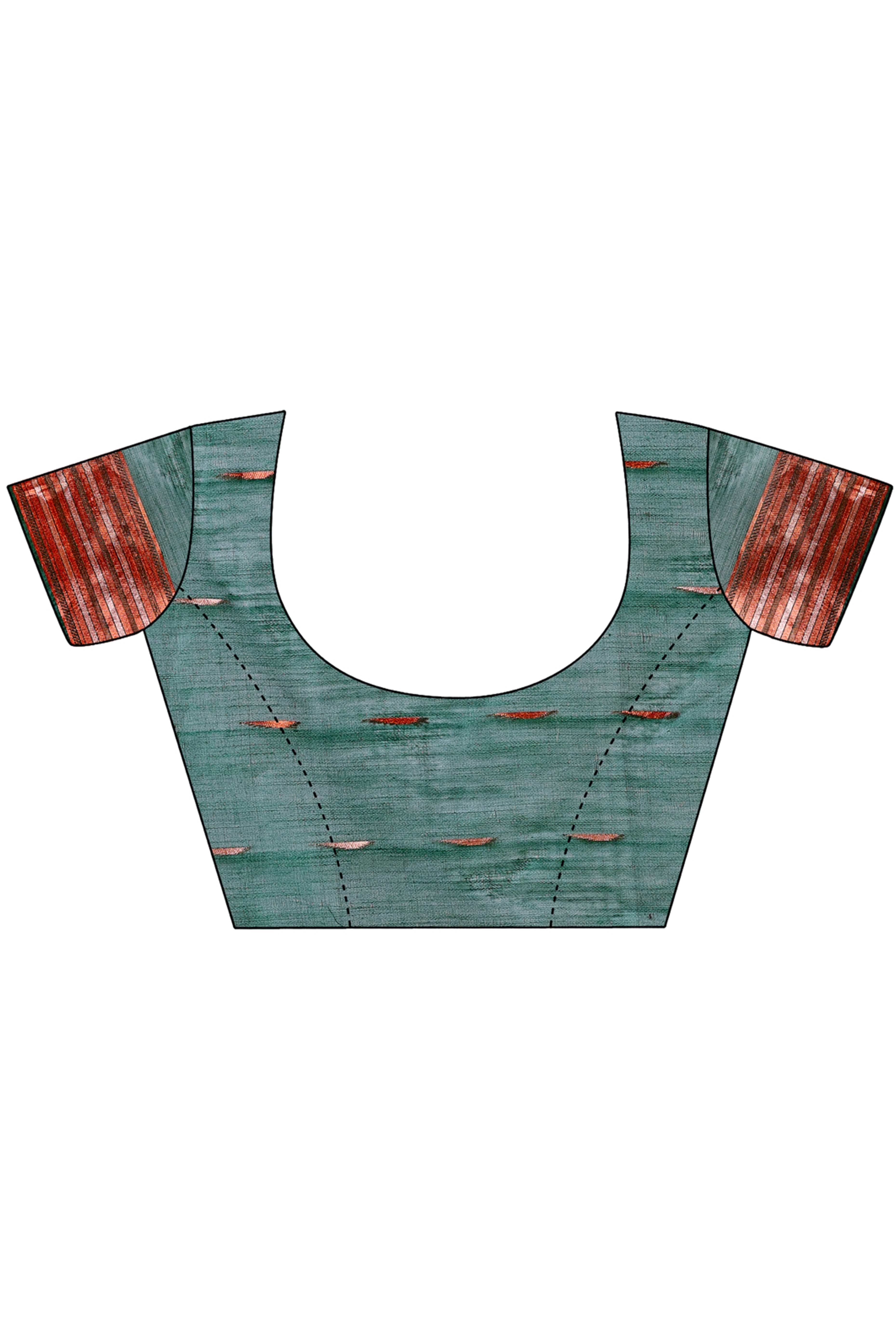 Green Saree In Linen Cotton With Exquisite Zari Weaving & Subtle Tassel Border