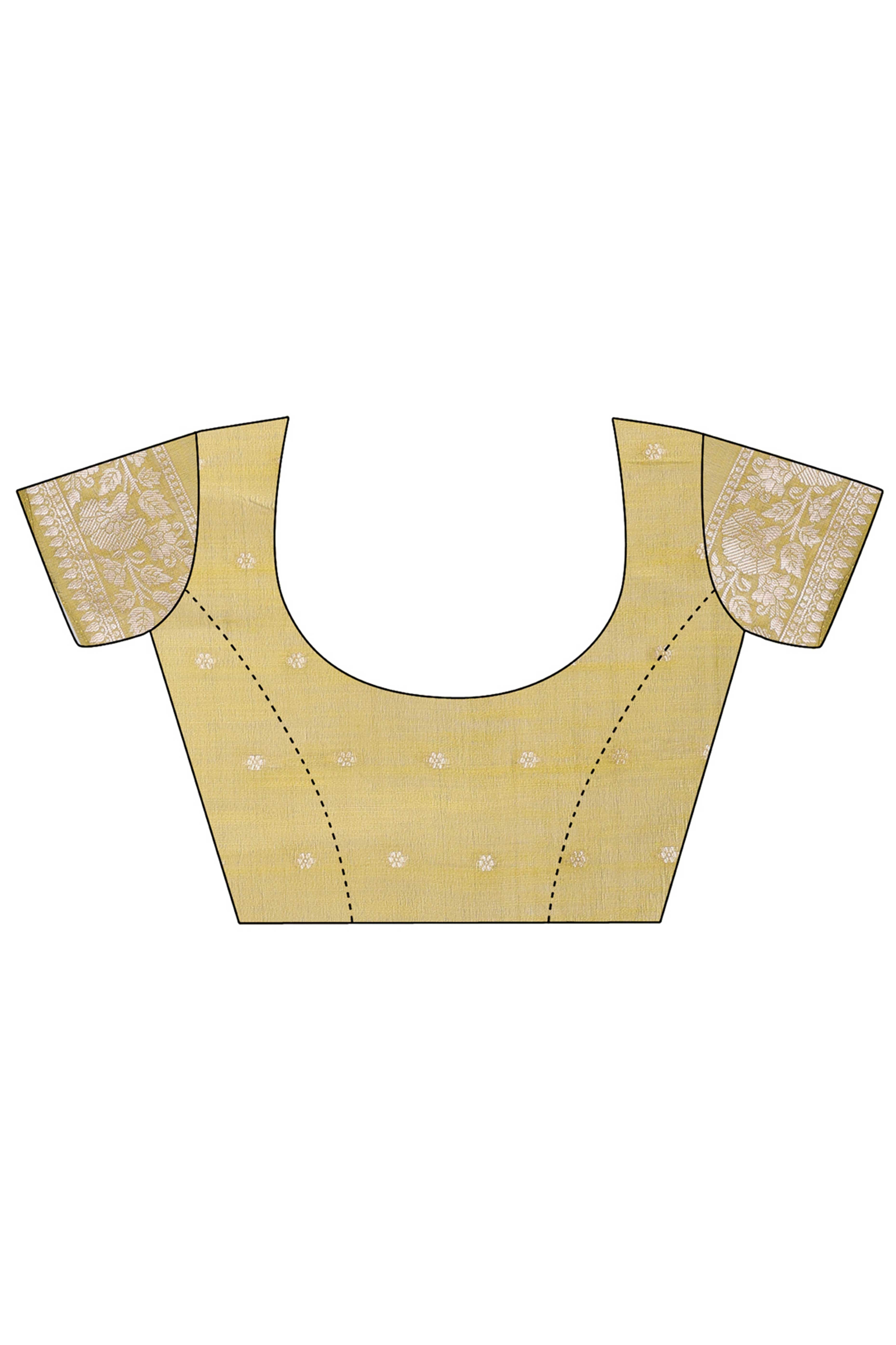 Olive Cotton Blend Saree with Banarasi Style Floral Motif and Tassels