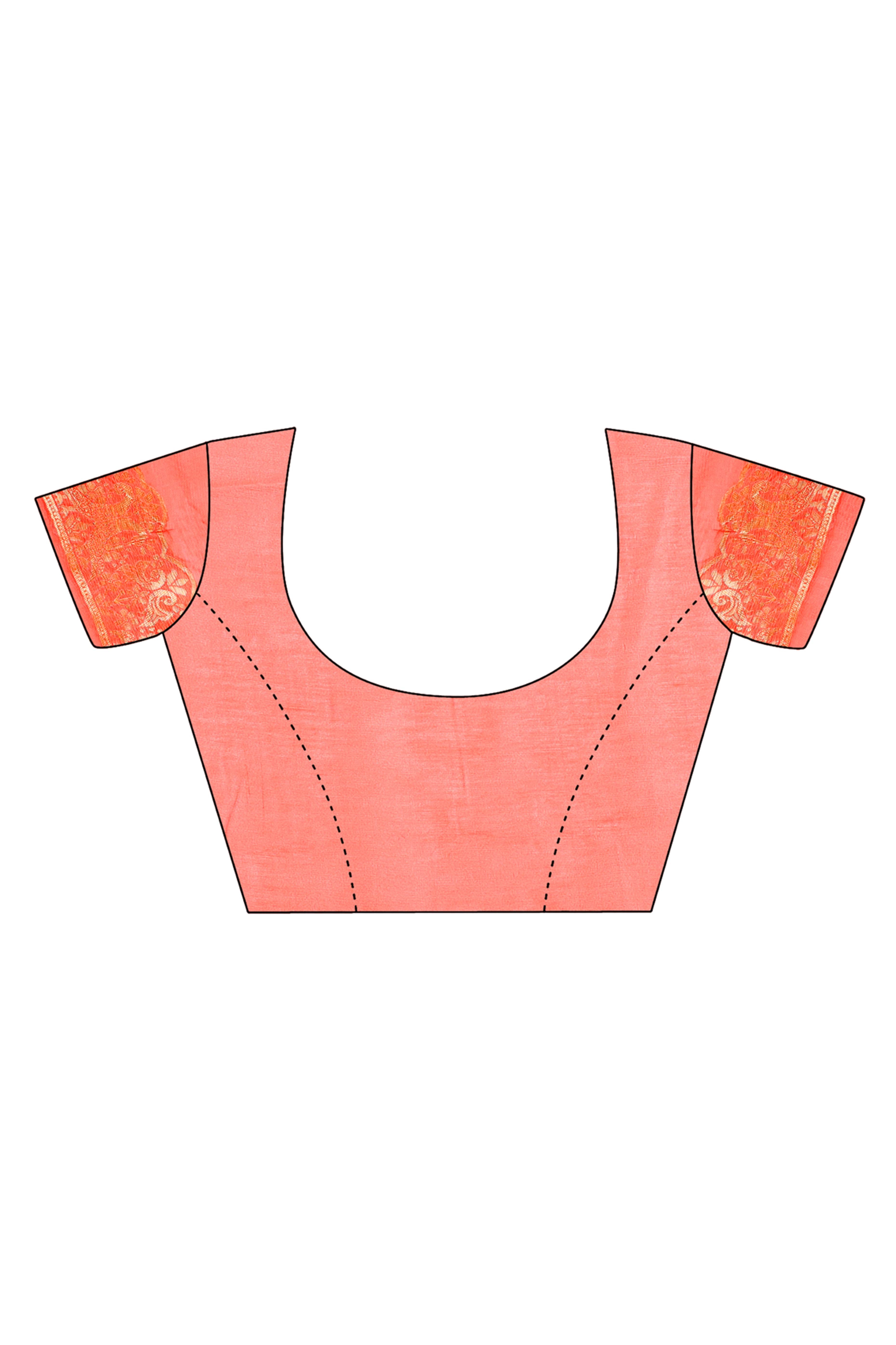 Coral Red Floral Zari Weaving Embellished Linen Cotton Saree With Tassel Accents