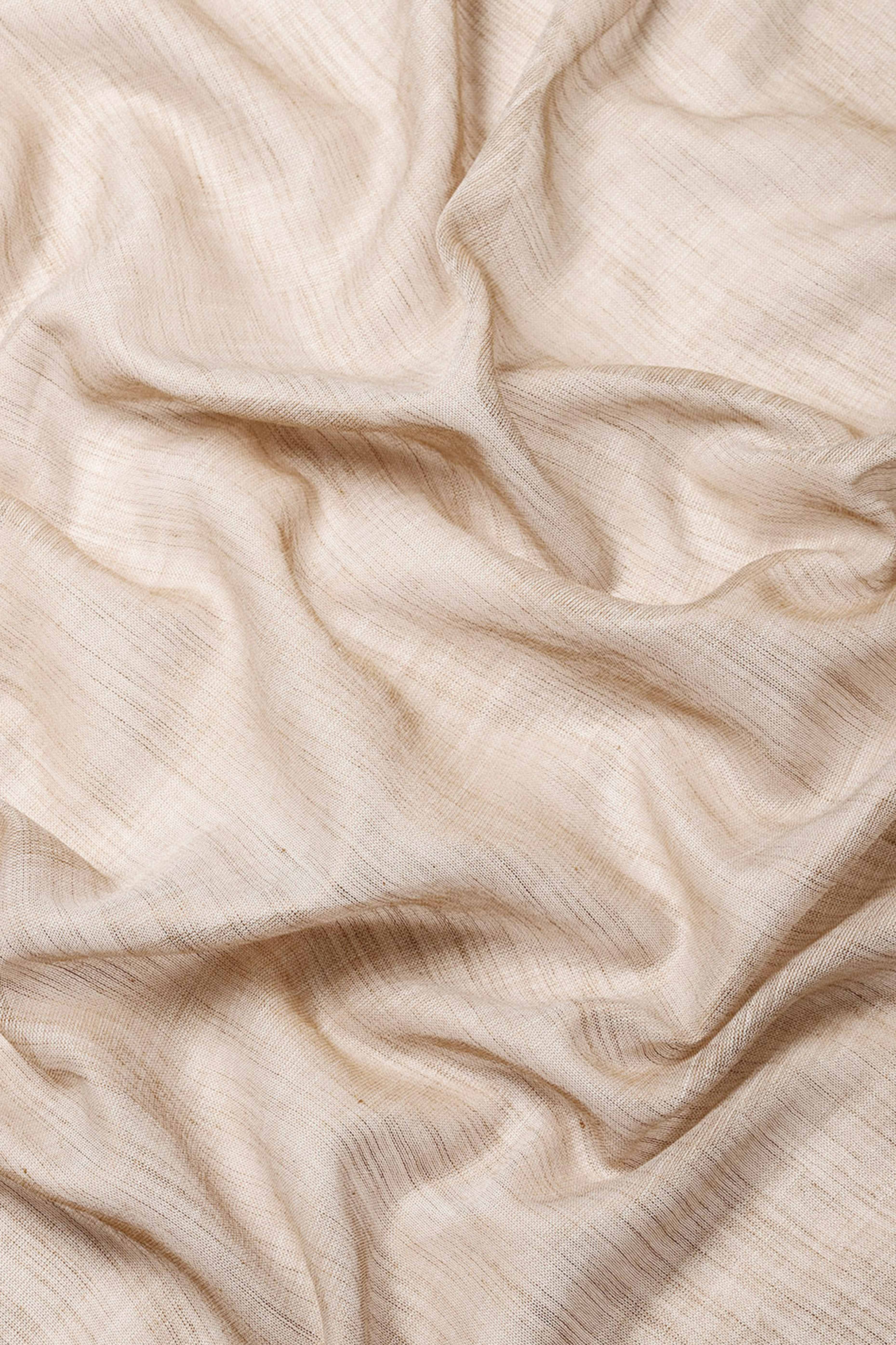 Beige Festive Linen Weaving Saree with Silver Zari Border & Pallu