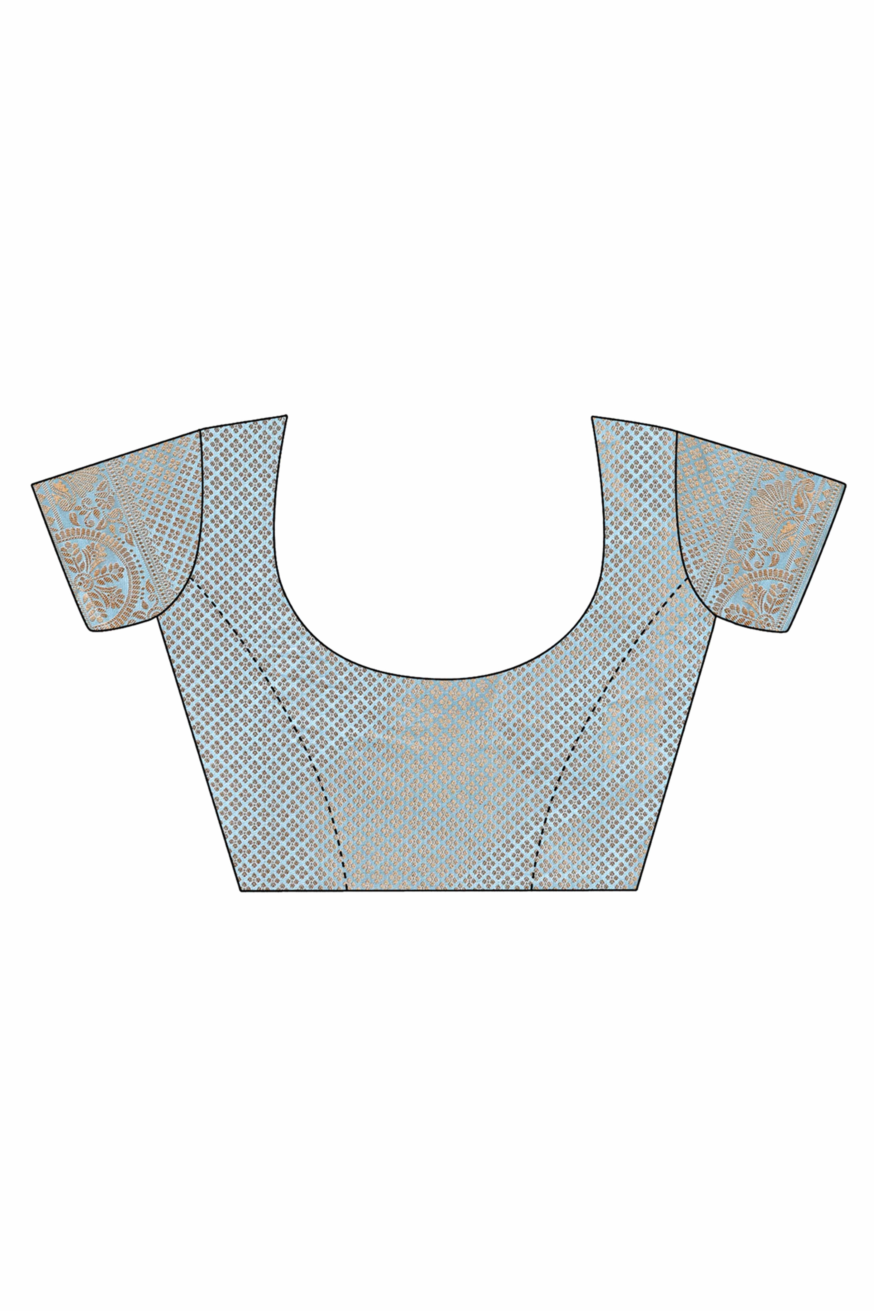 Sky Blue Organza Saree With Floral Zari Weave & Tassel Accents