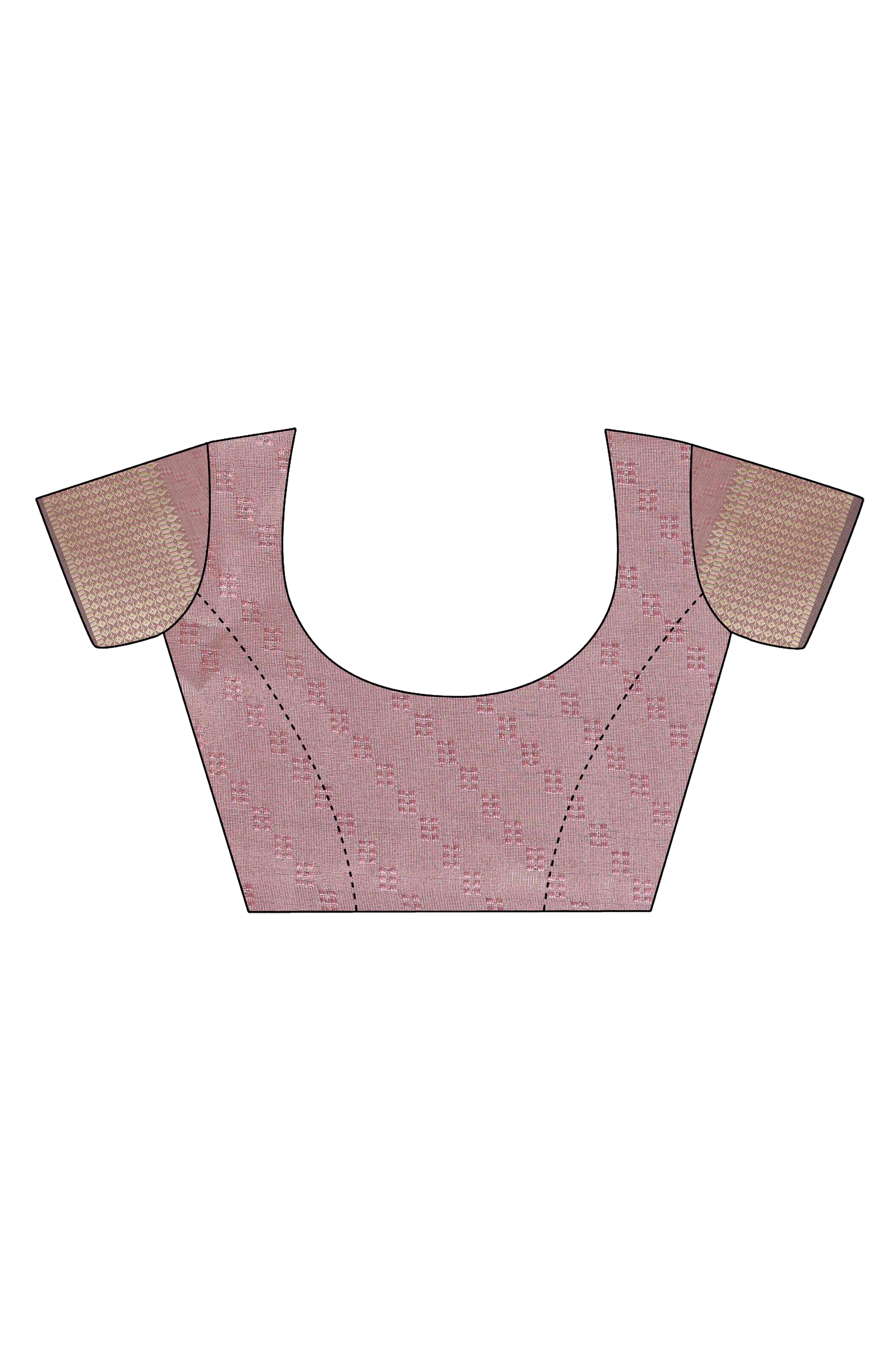 Mauve Zari Weaving Organza Saree With Tassel Border