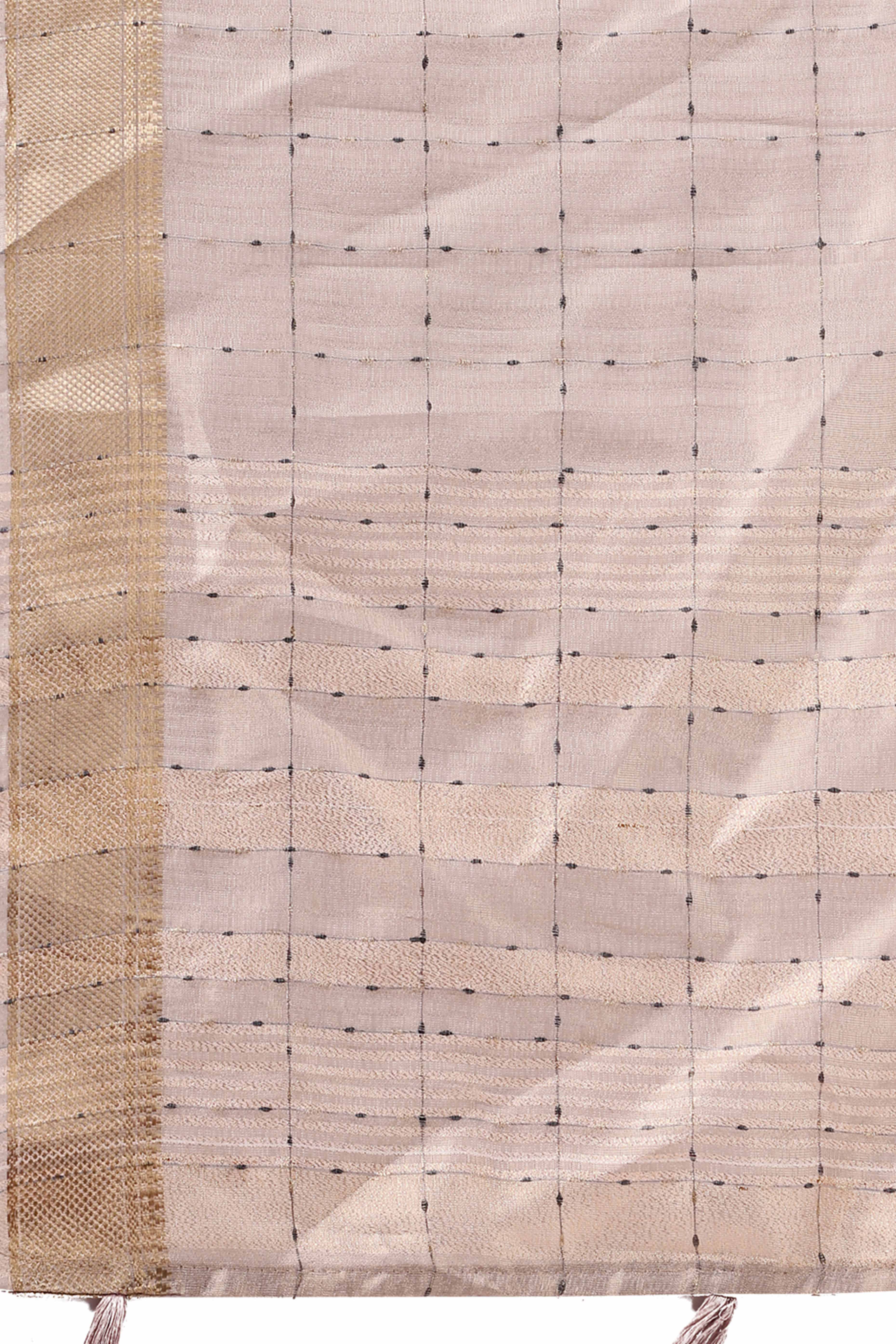 Cream Lightweight Organza Saree with Rich Zari Checks Pattern