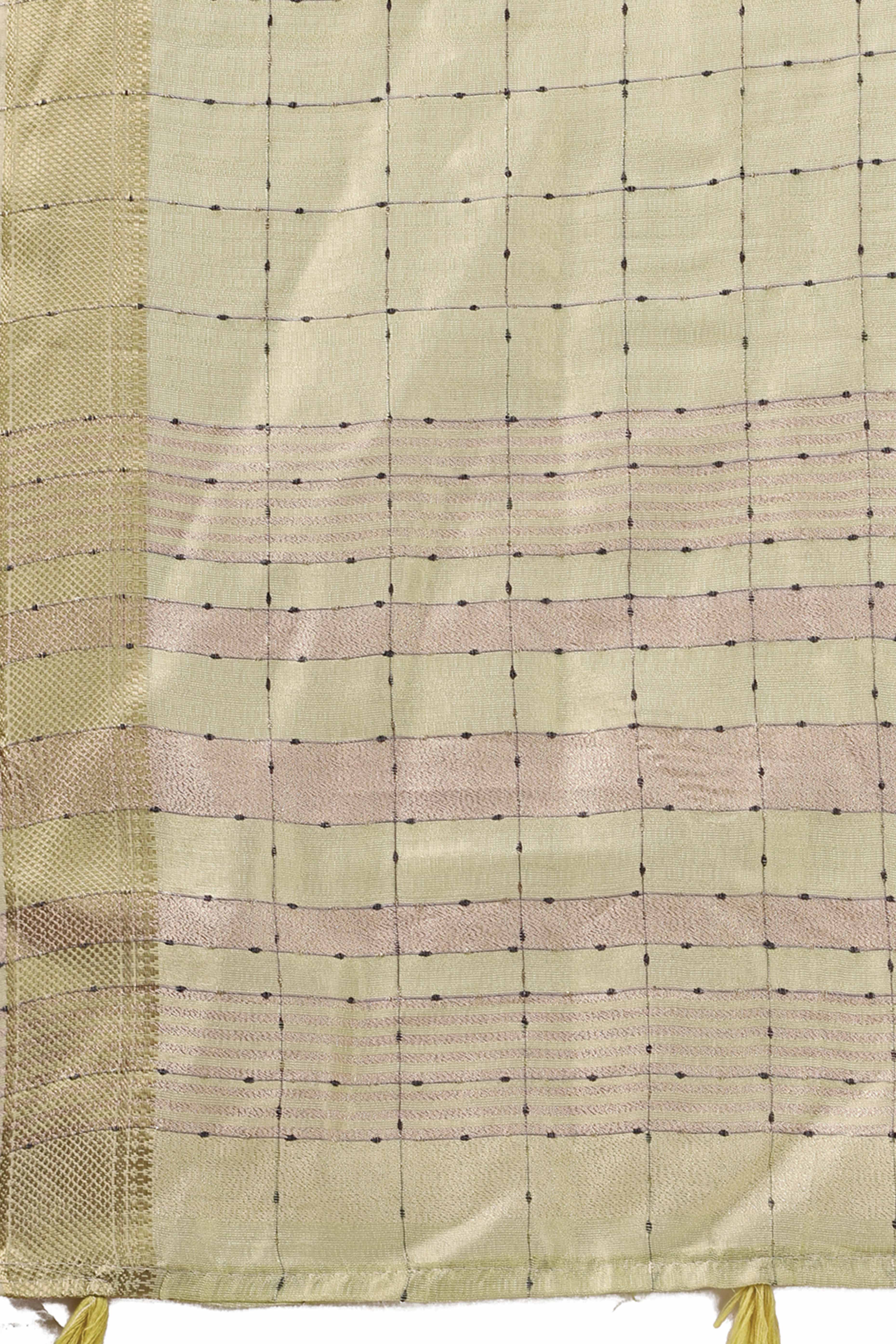 Light Green Lightweight Organza Saree with Rich Zari Checks Pattern