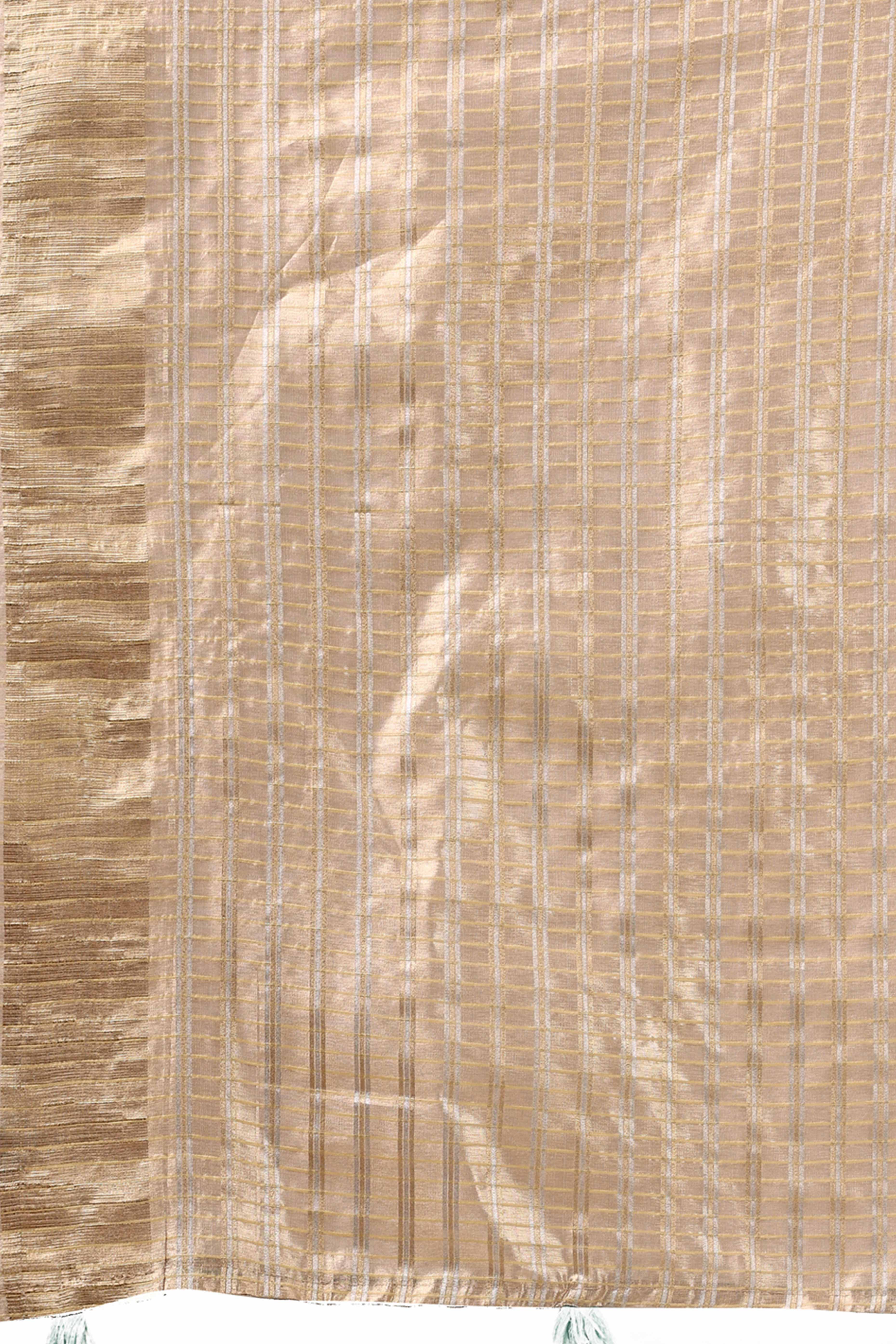 Sea Green Lightweight Organza Saree with Rich Zari Stripes Pattern