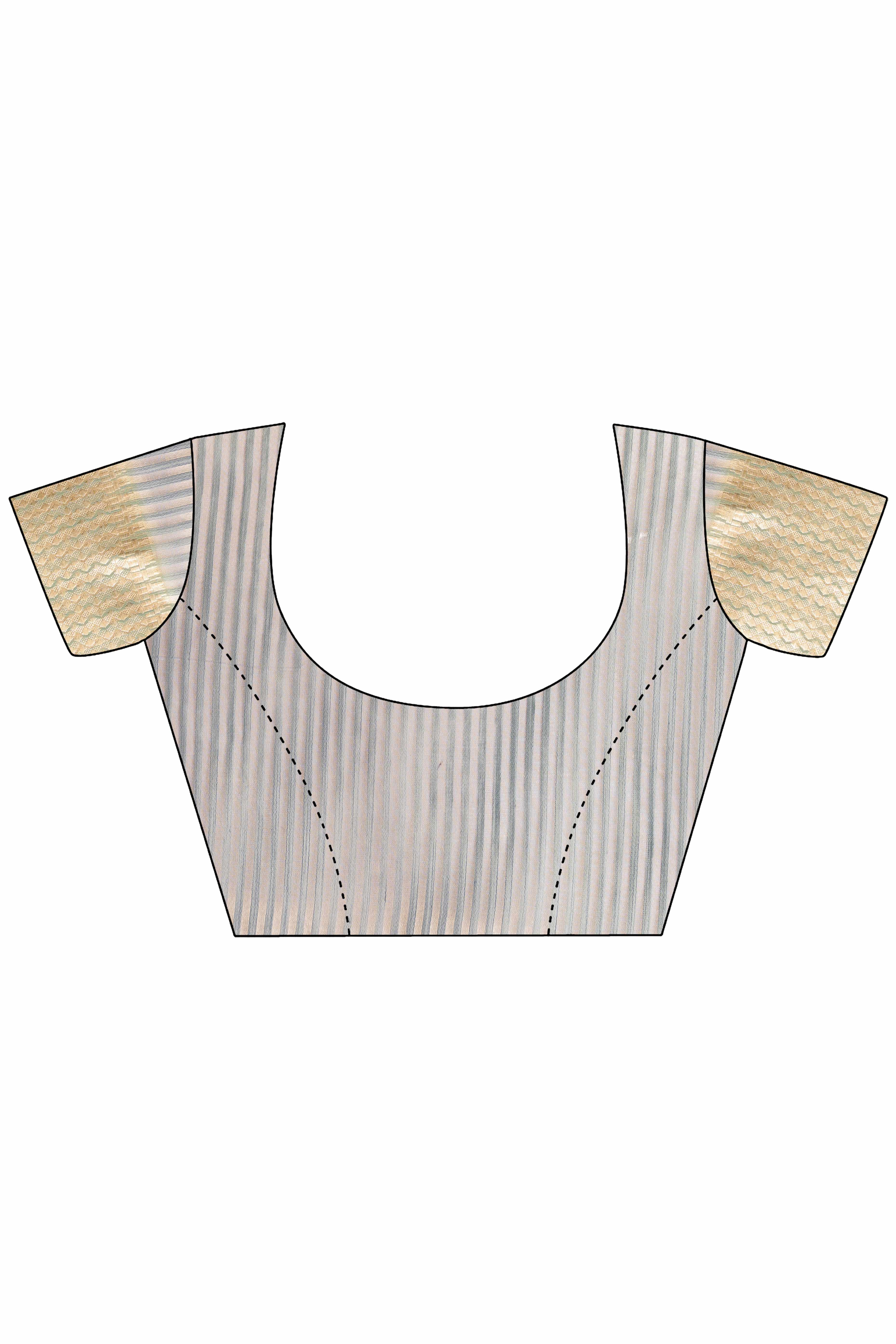 Beige Organza Saree With Zari Woven Stripes & Elegant Tassel Border