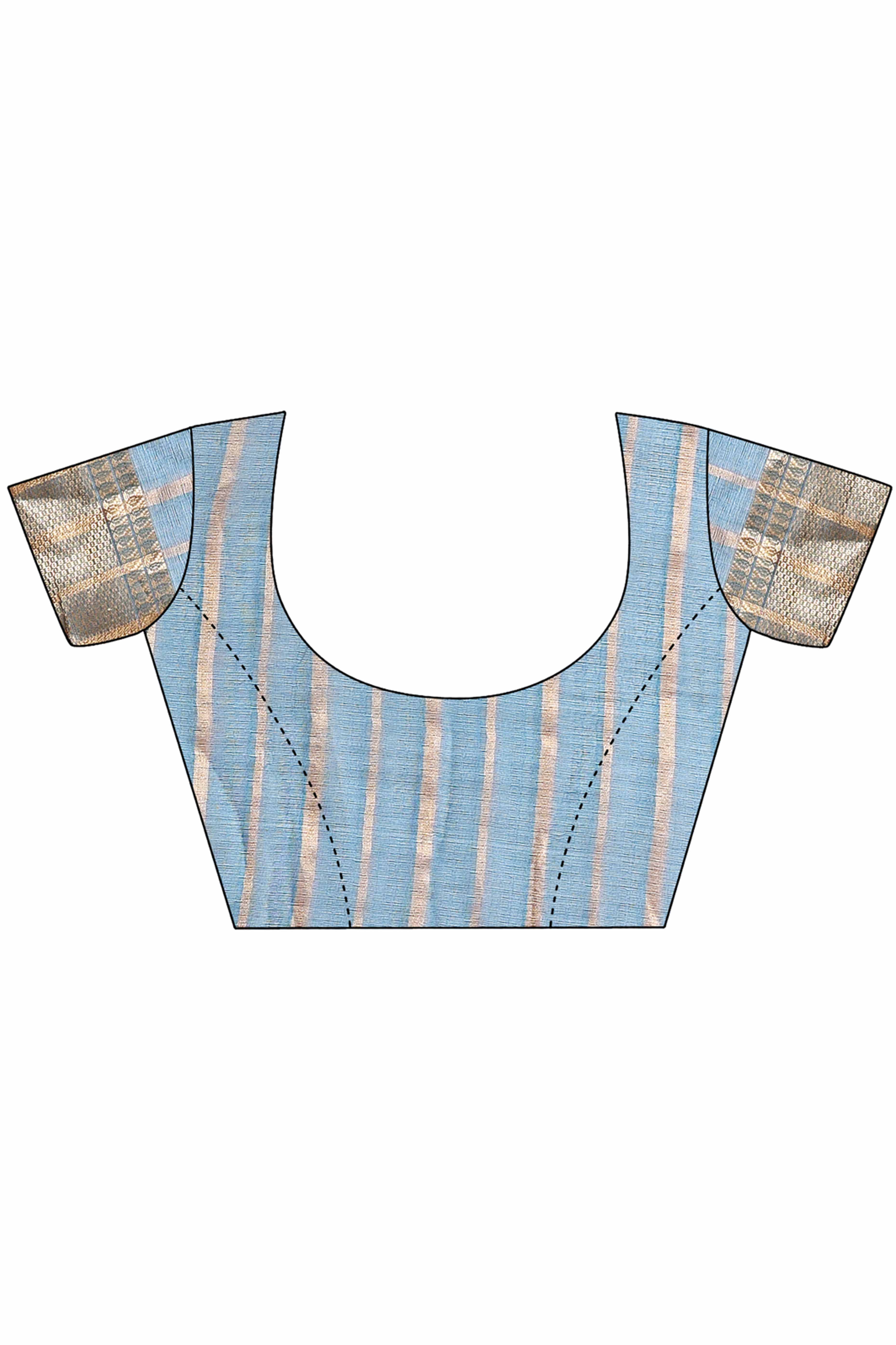 Sky Teal Hue Organza Saree with Shimmering Zari Border Weave