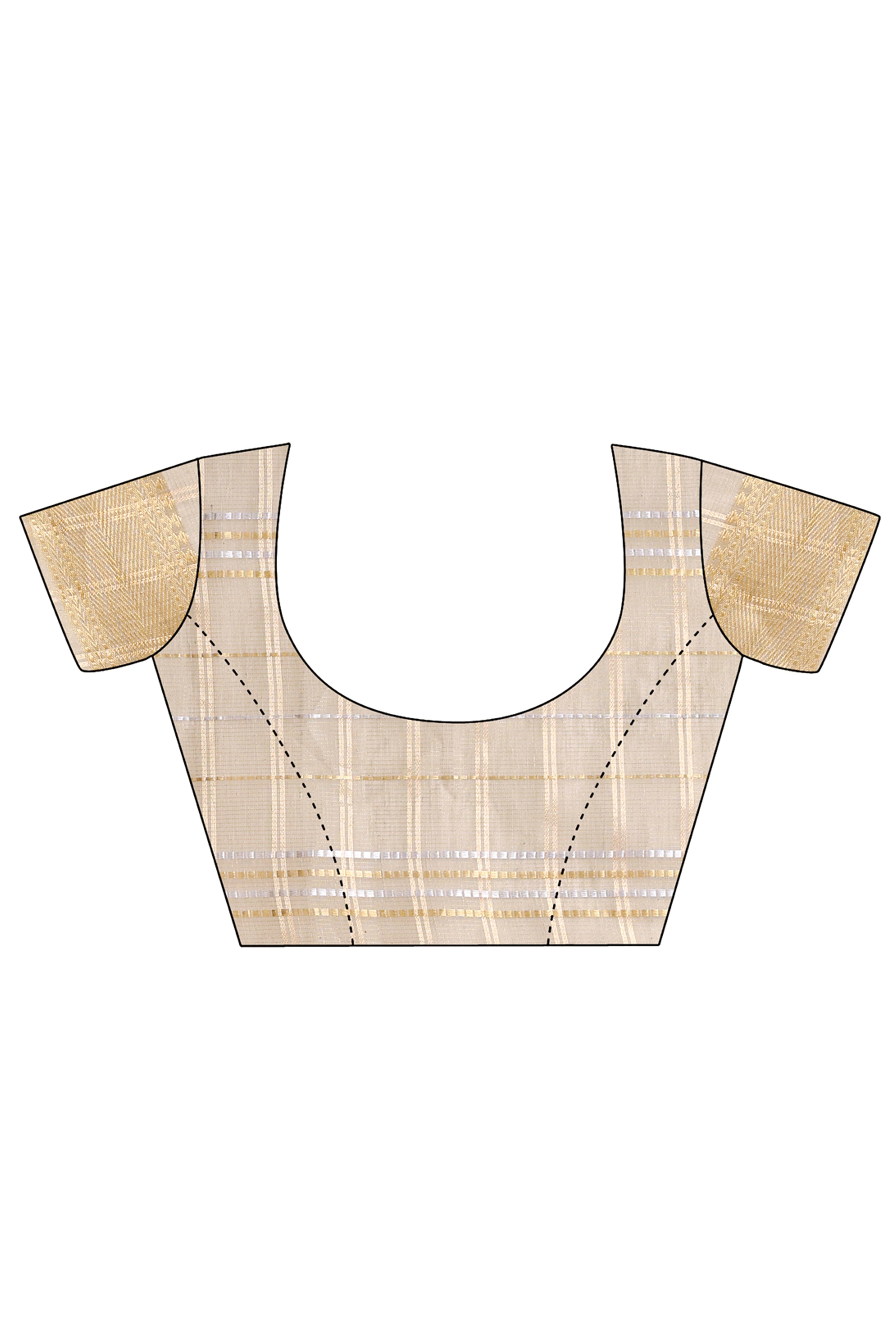 Sea Green Organza Saree with Checkered Zari Weaving and Tassel Detailing