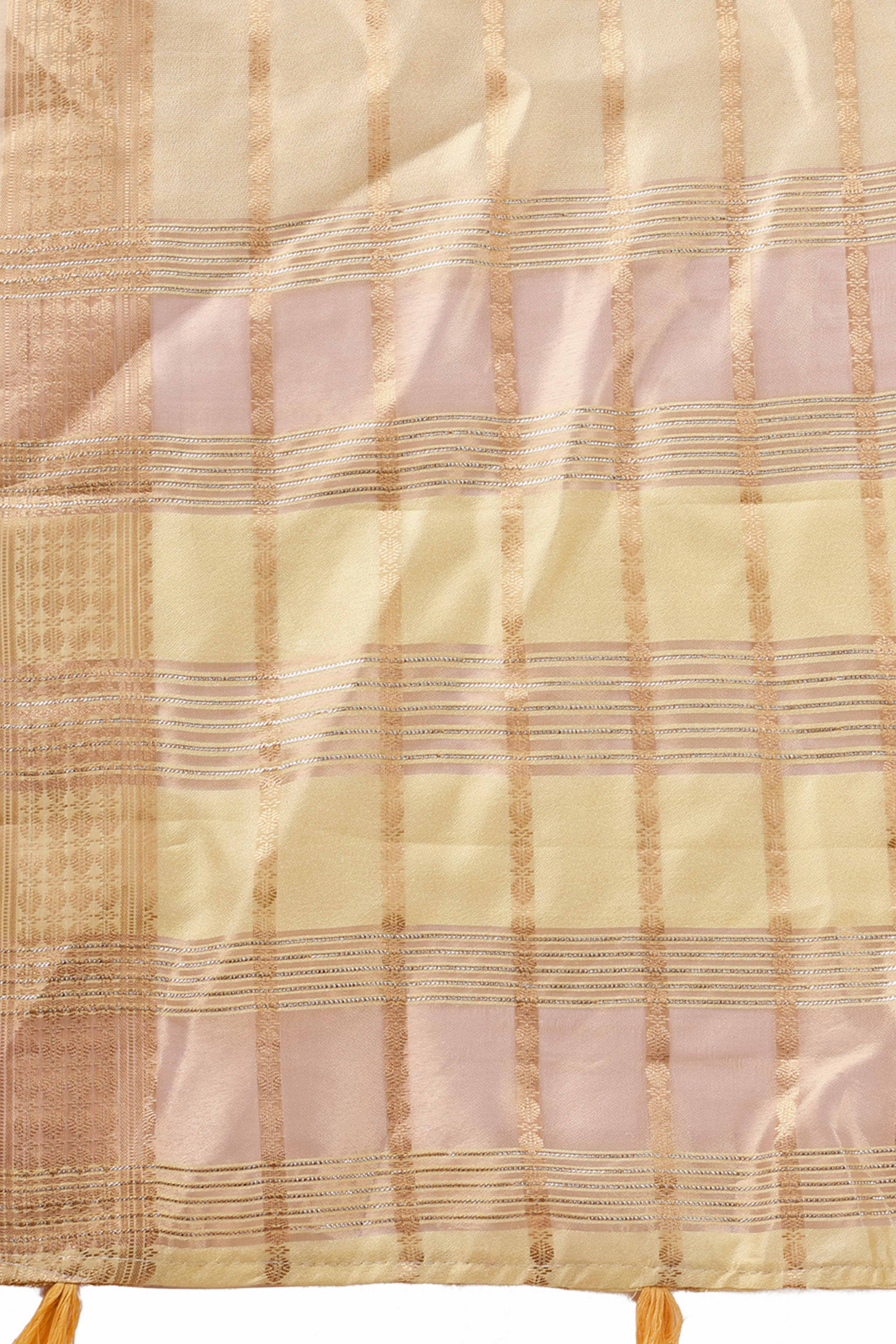 Gold Lightweight Organza Saree with Rich Zari Stripes Pattern