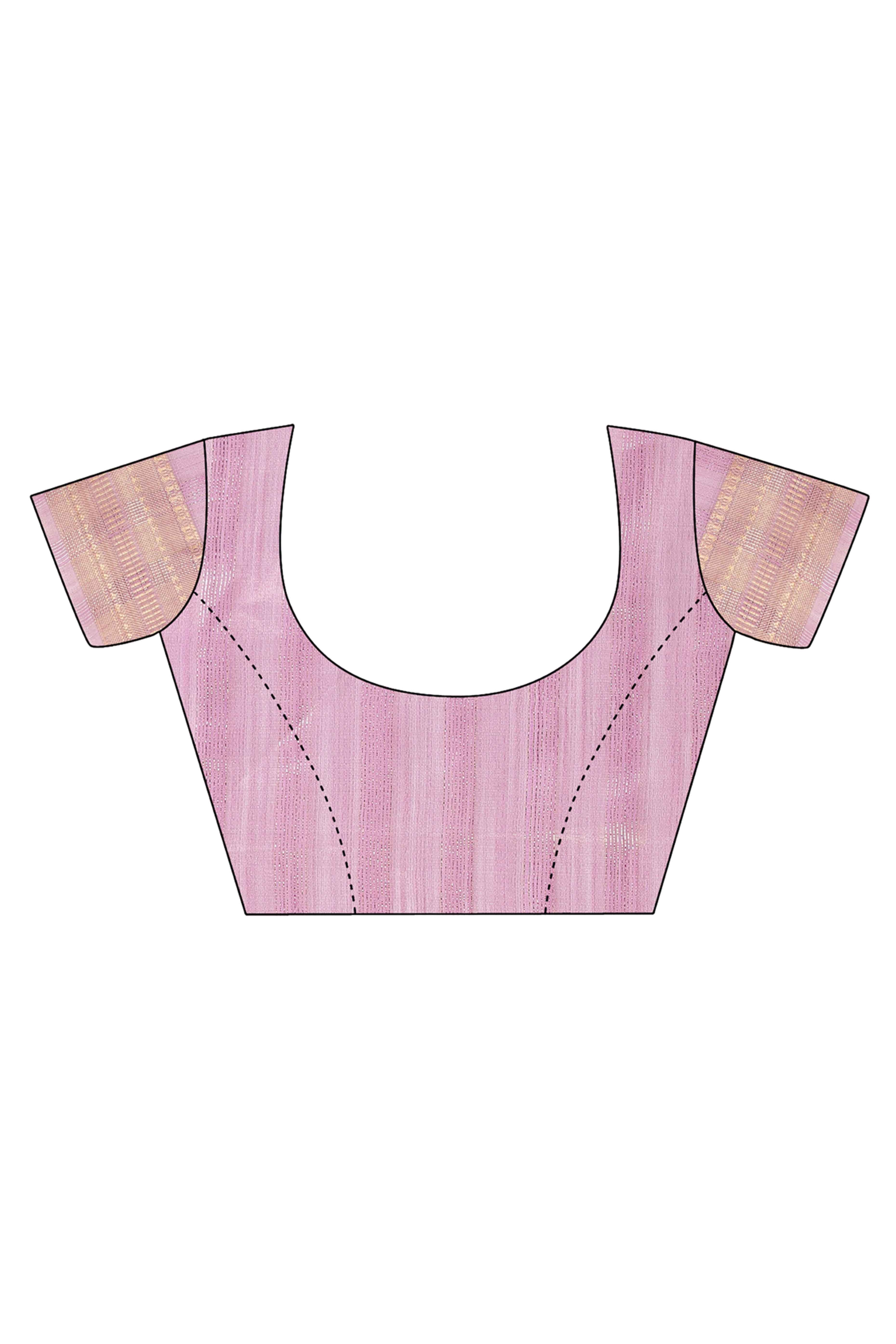 Onion Pink Organza Saree With Intricate Weave & Elegant Tassel Accents