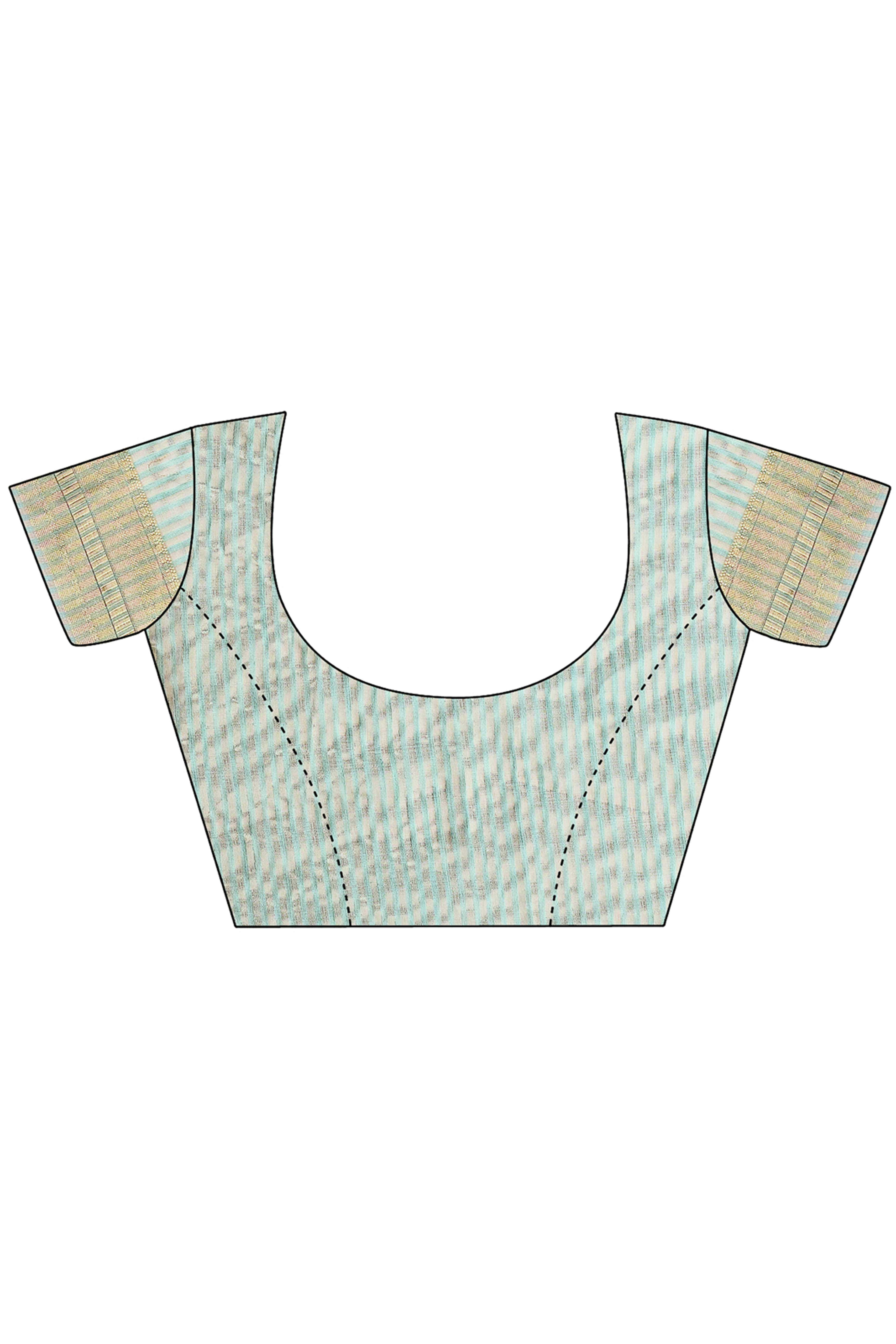 Blue Organza Saree Adorned With Zari Weave & Tassel Edges