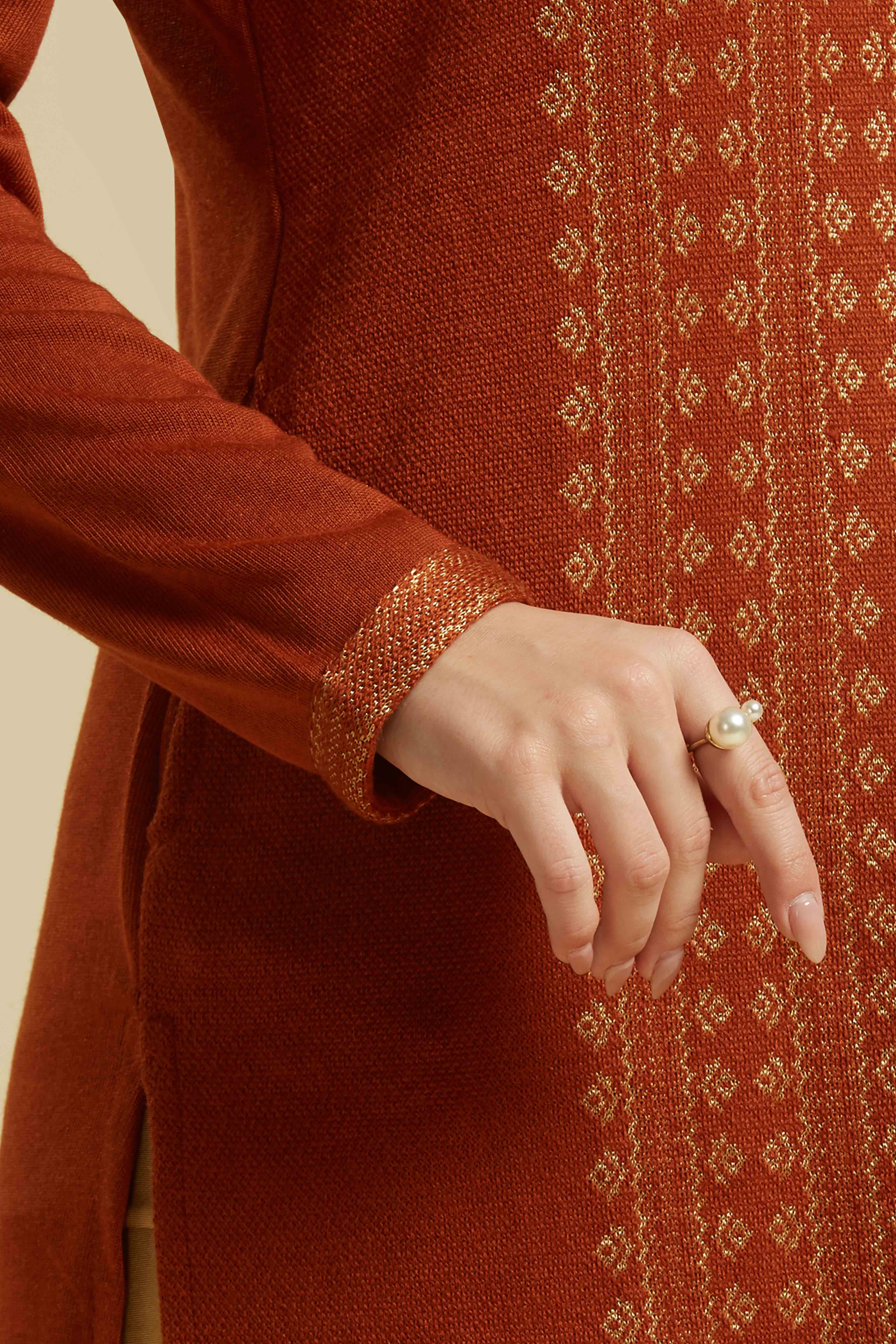 Dark Rust Woolen Straight Kurti