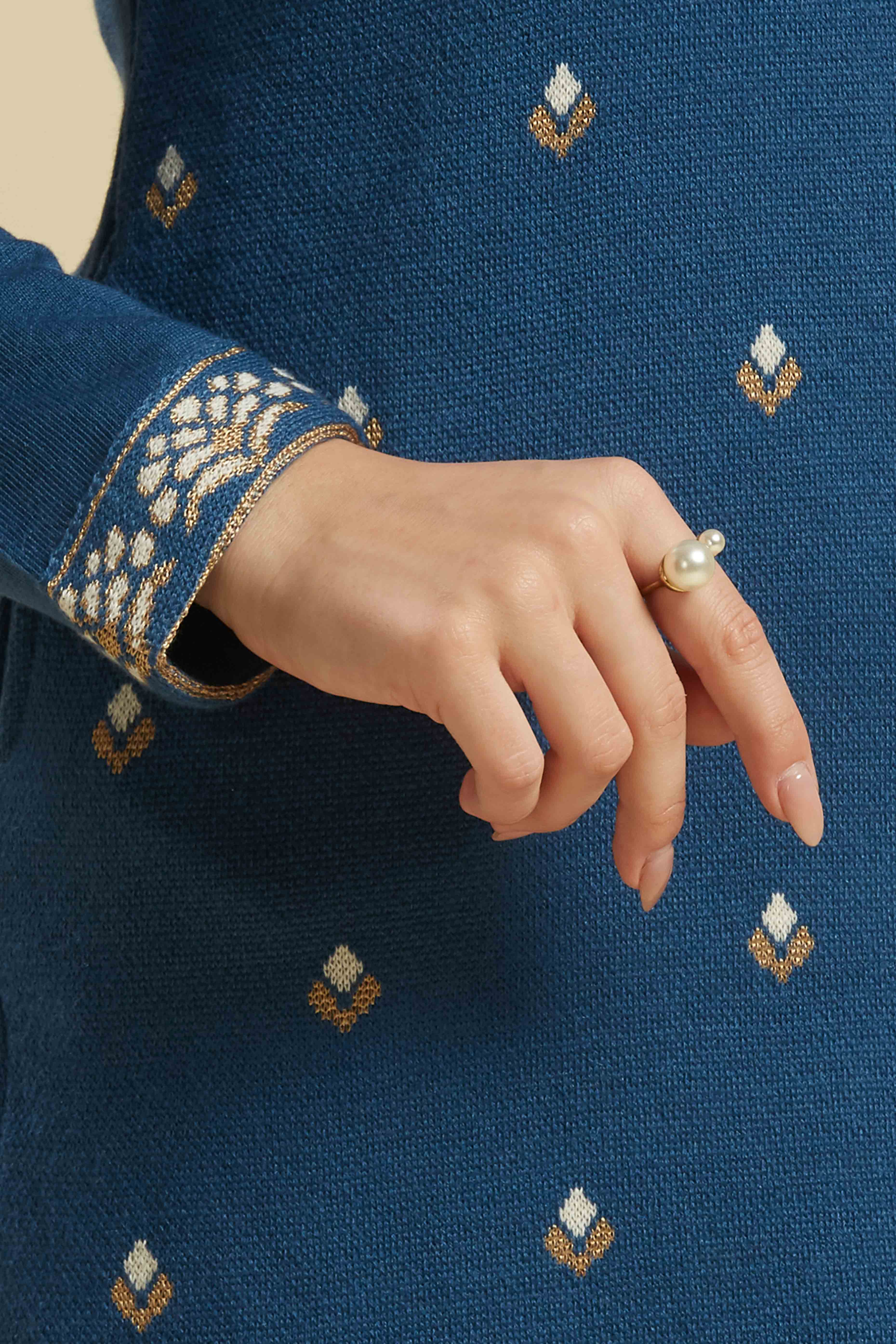 Blue Woolen Straight Kurti