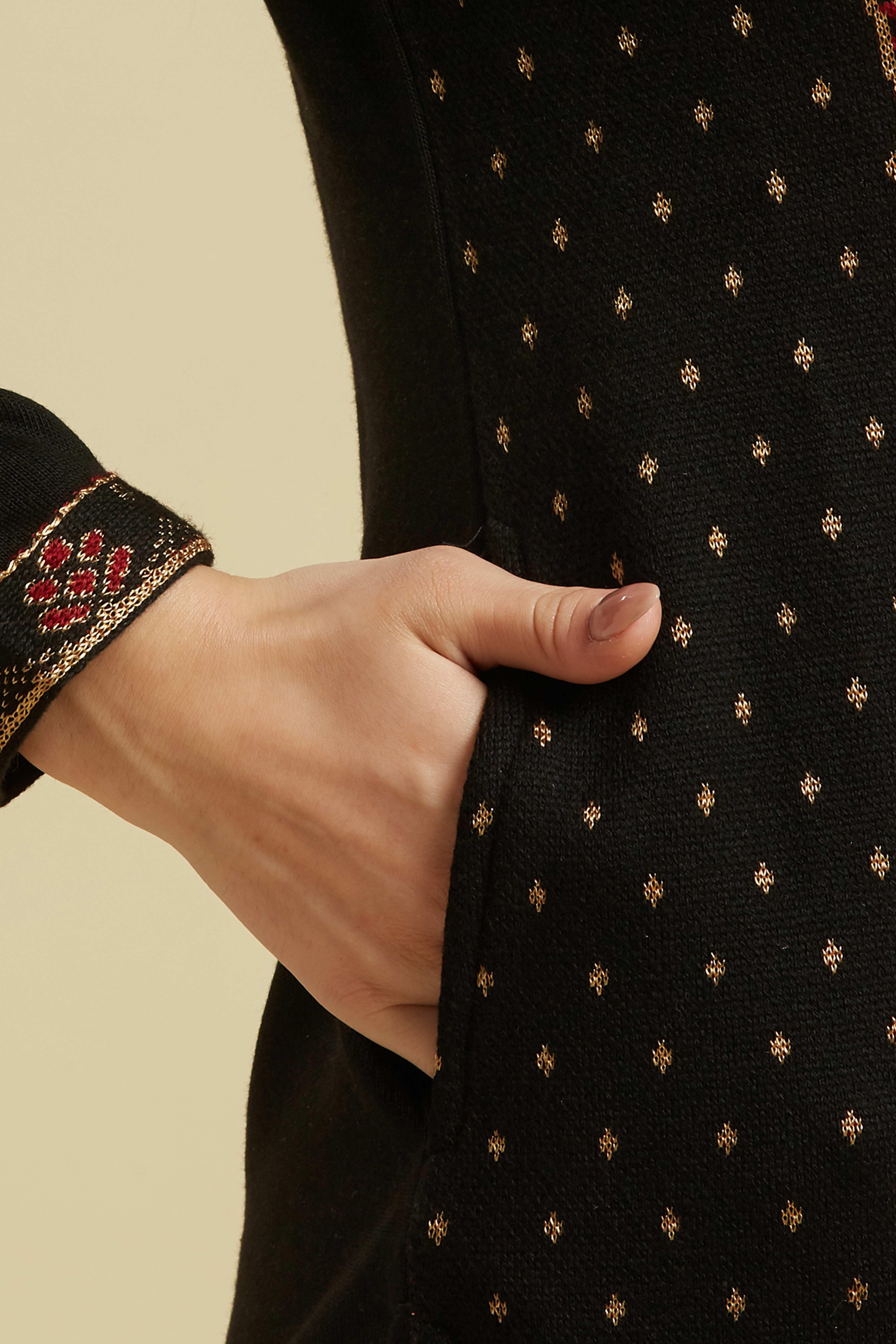 Black Woolen Straight Kurti