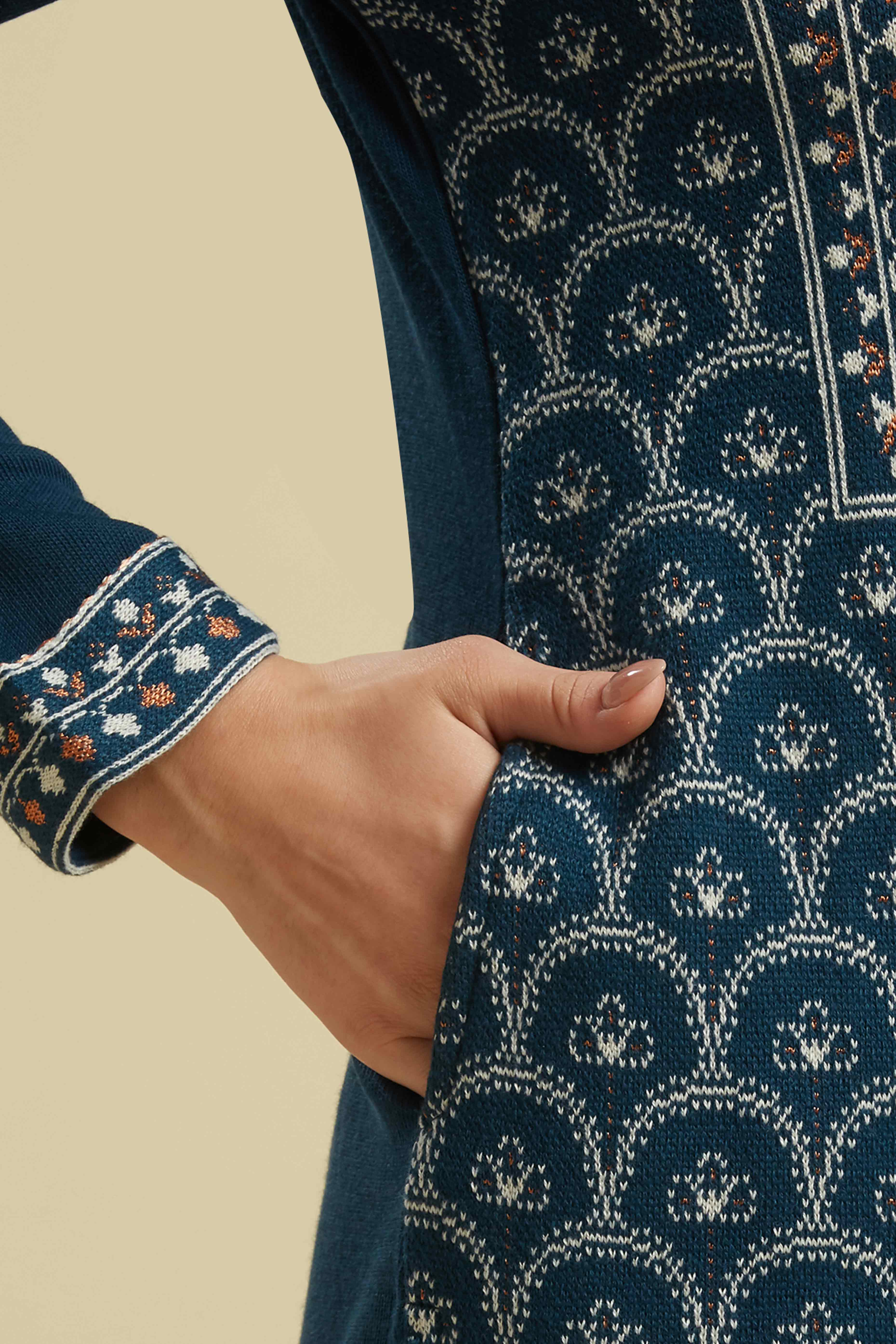 Dark Blue Woolen Straight Kurti