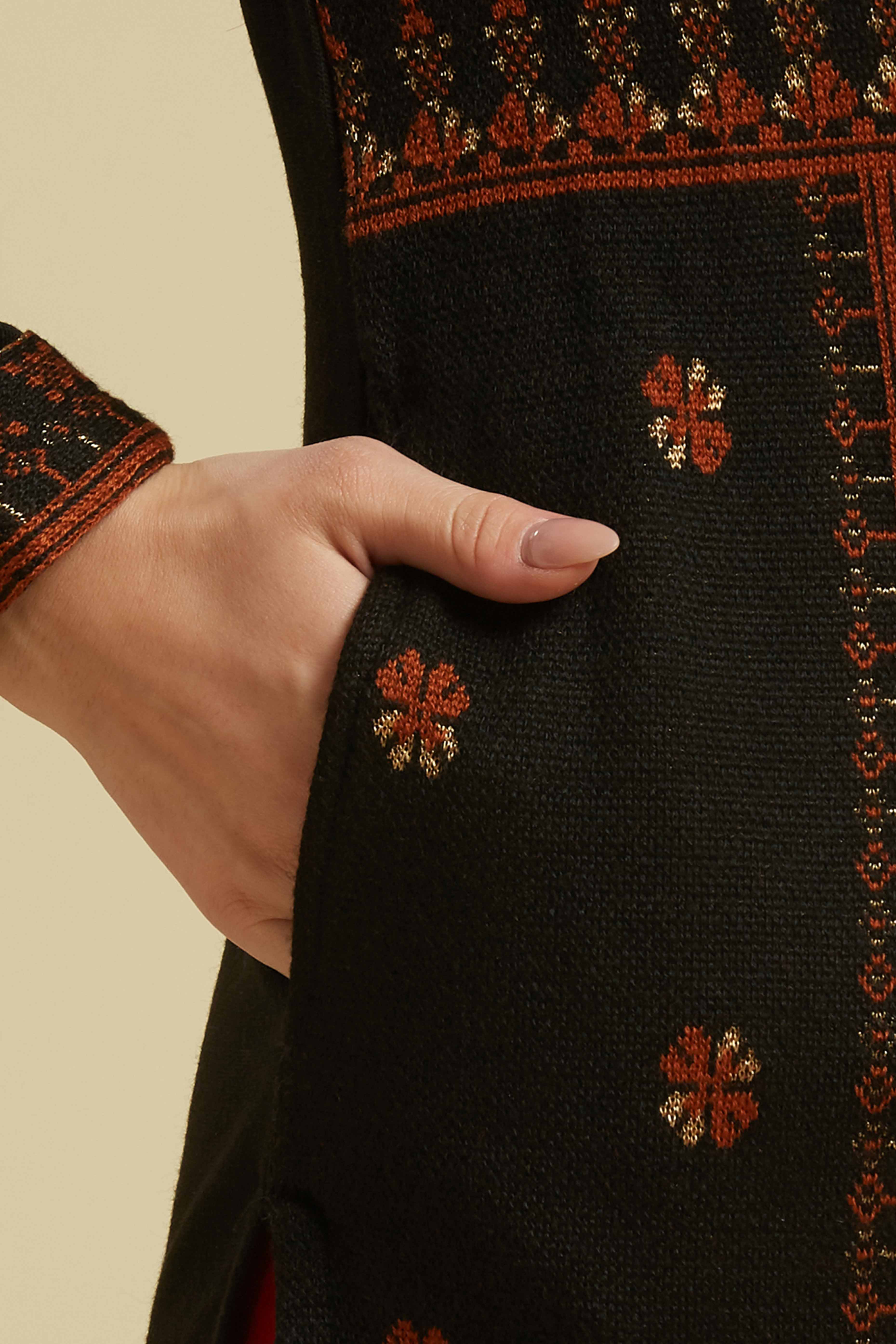 Black Woolen Straight Kurti