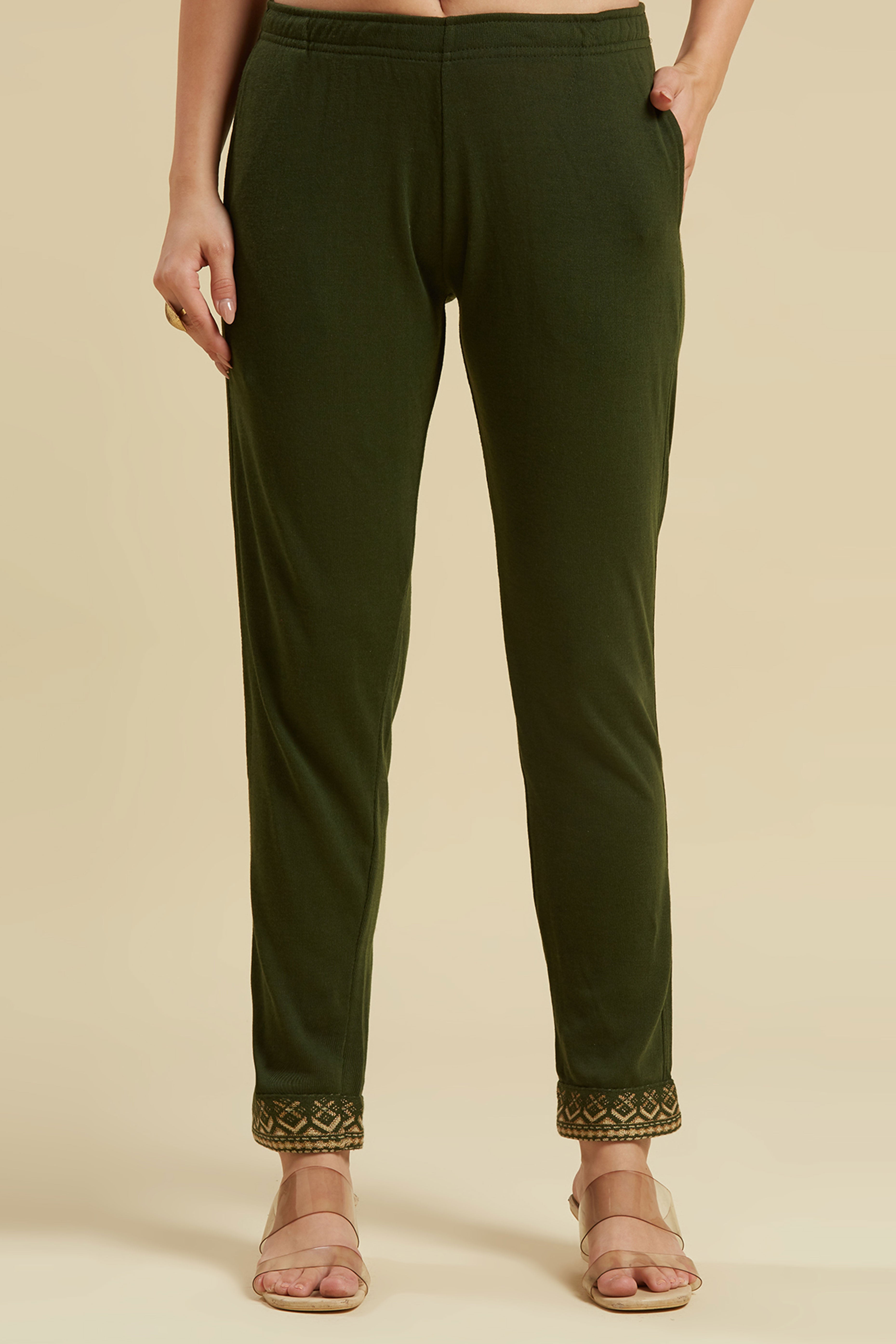 Mehandi Green Floral Woolen Salwar Suit