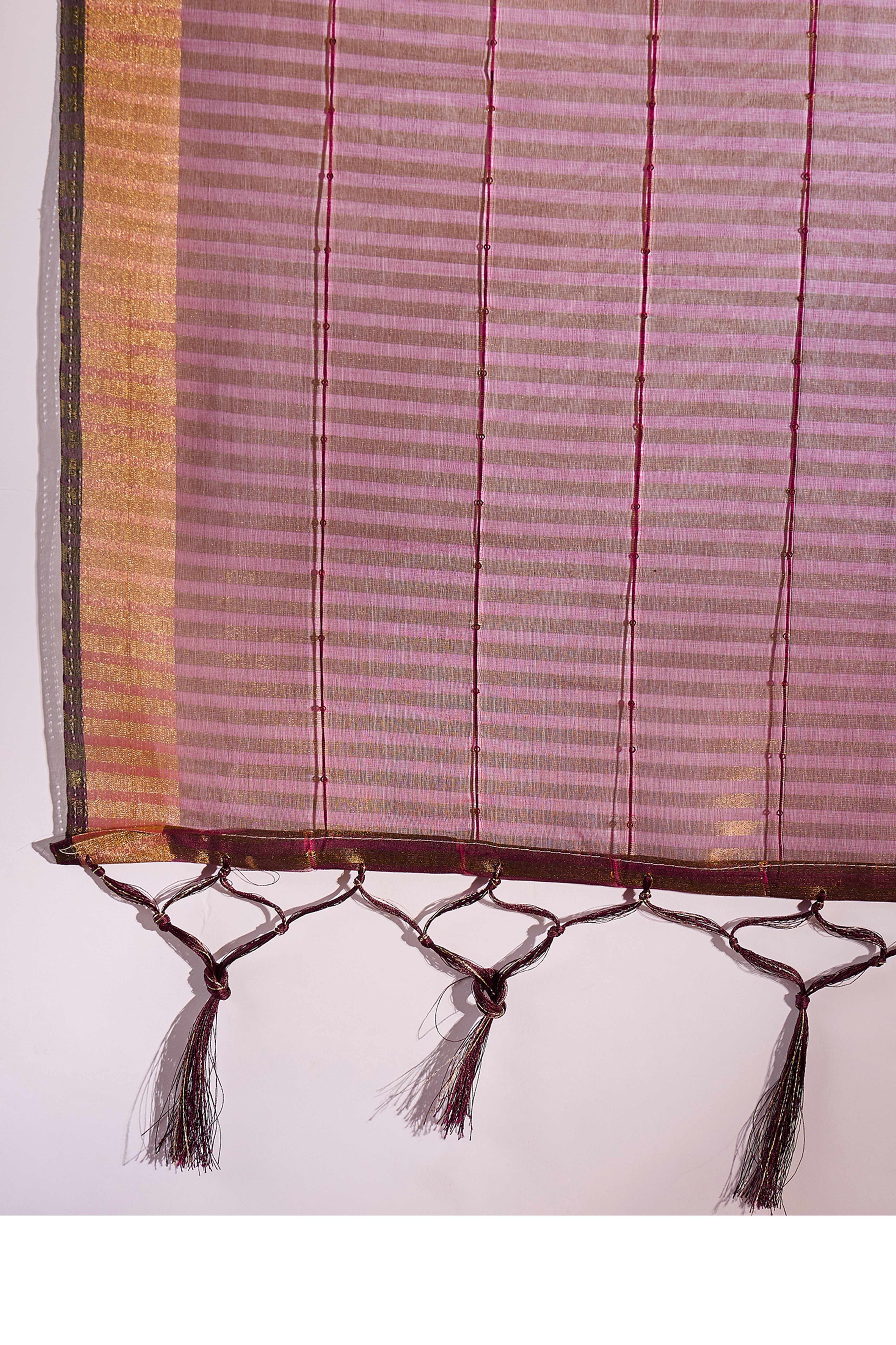 Wine Organza Silk Saree Featuring Shimmering Sequins Embroidery & Elegant Tasselled Pallu