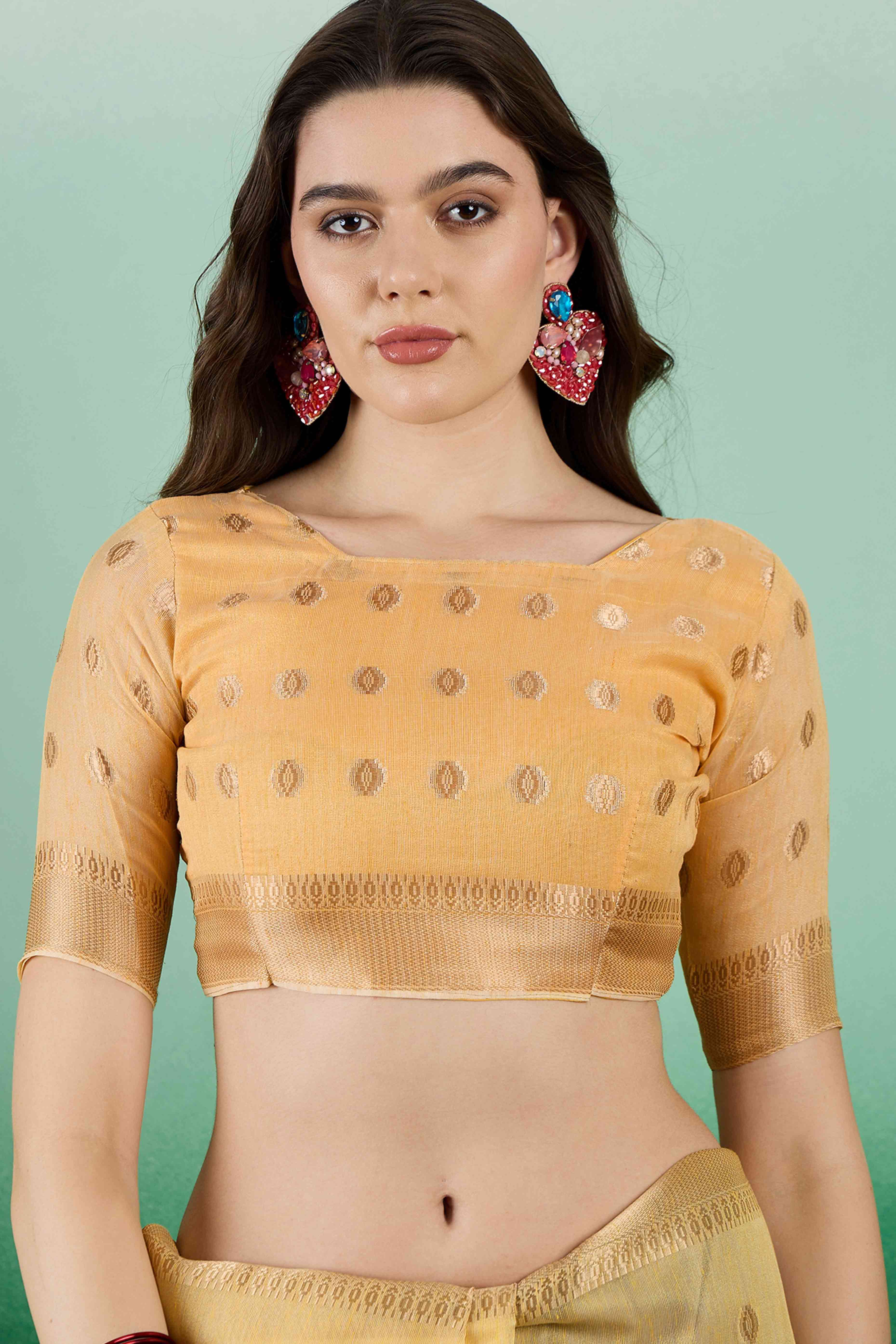 Yellow Khadi Organza Saree Embellished With Traditional Zari Work & Tassels