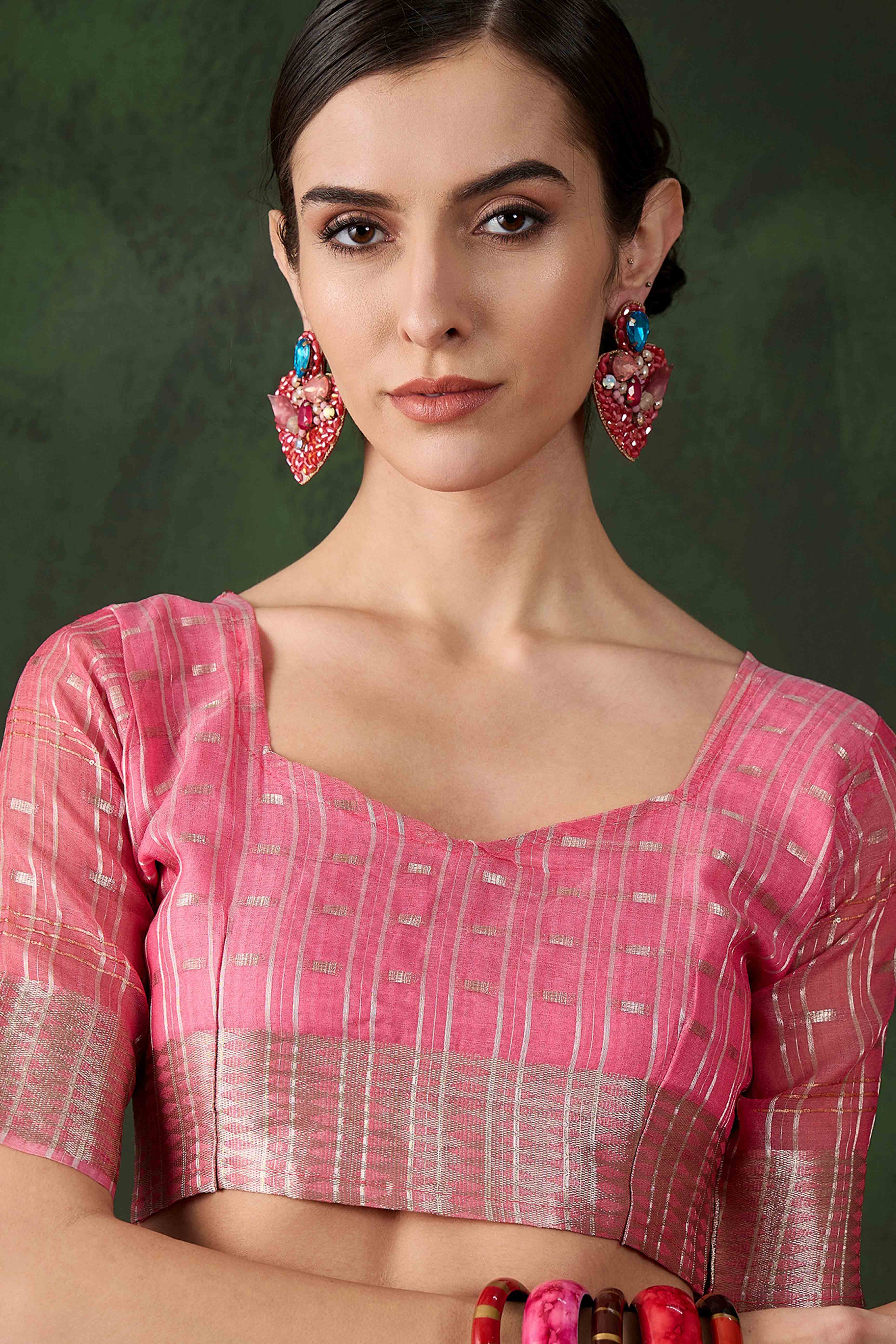 Pink Saree With Fine Zari Weaving on Khadi Organza and Tassel Detailing Pallu