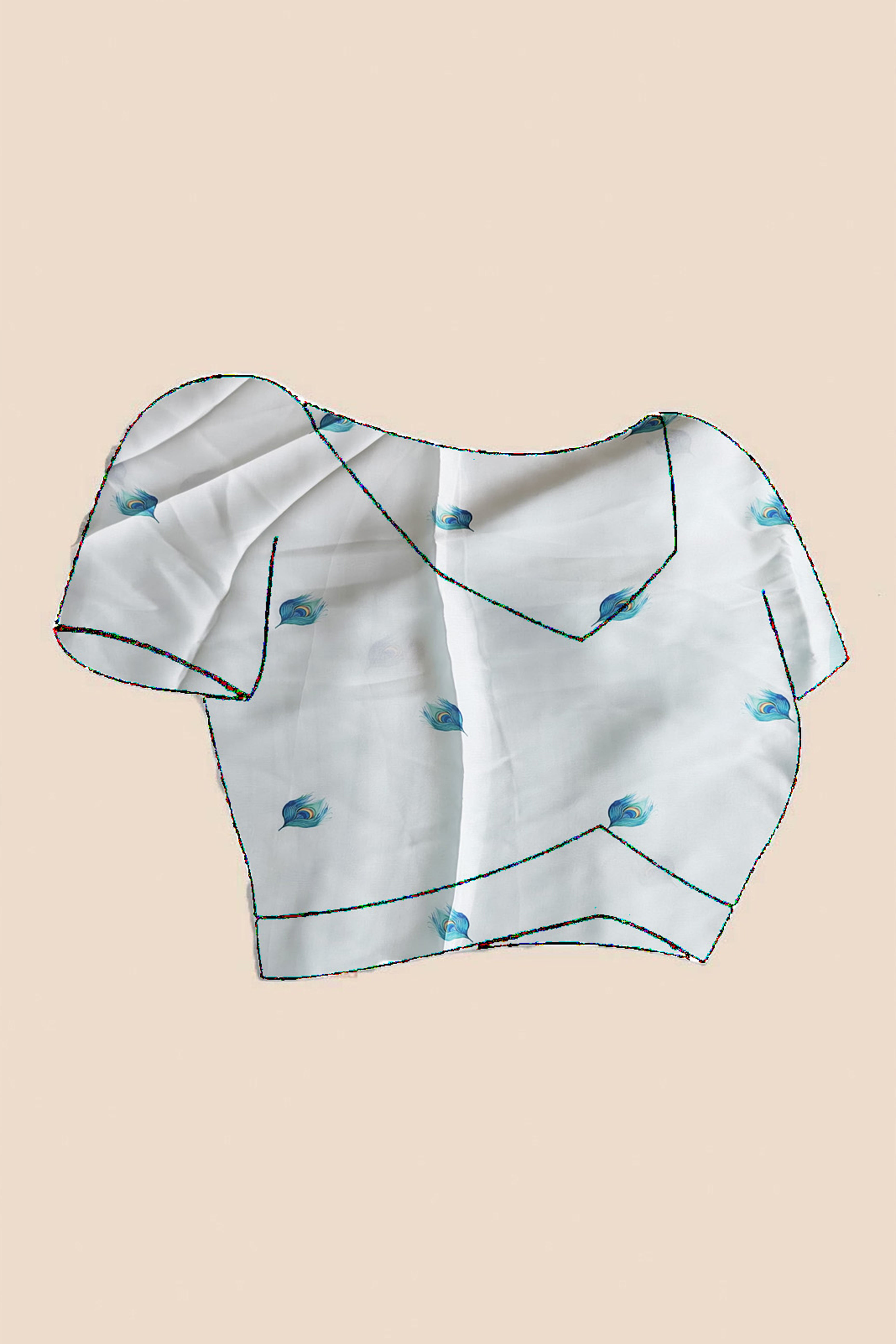 Blue & White Designer Freehand Ombre Saree In Satin Georgette With Striking Digital Print