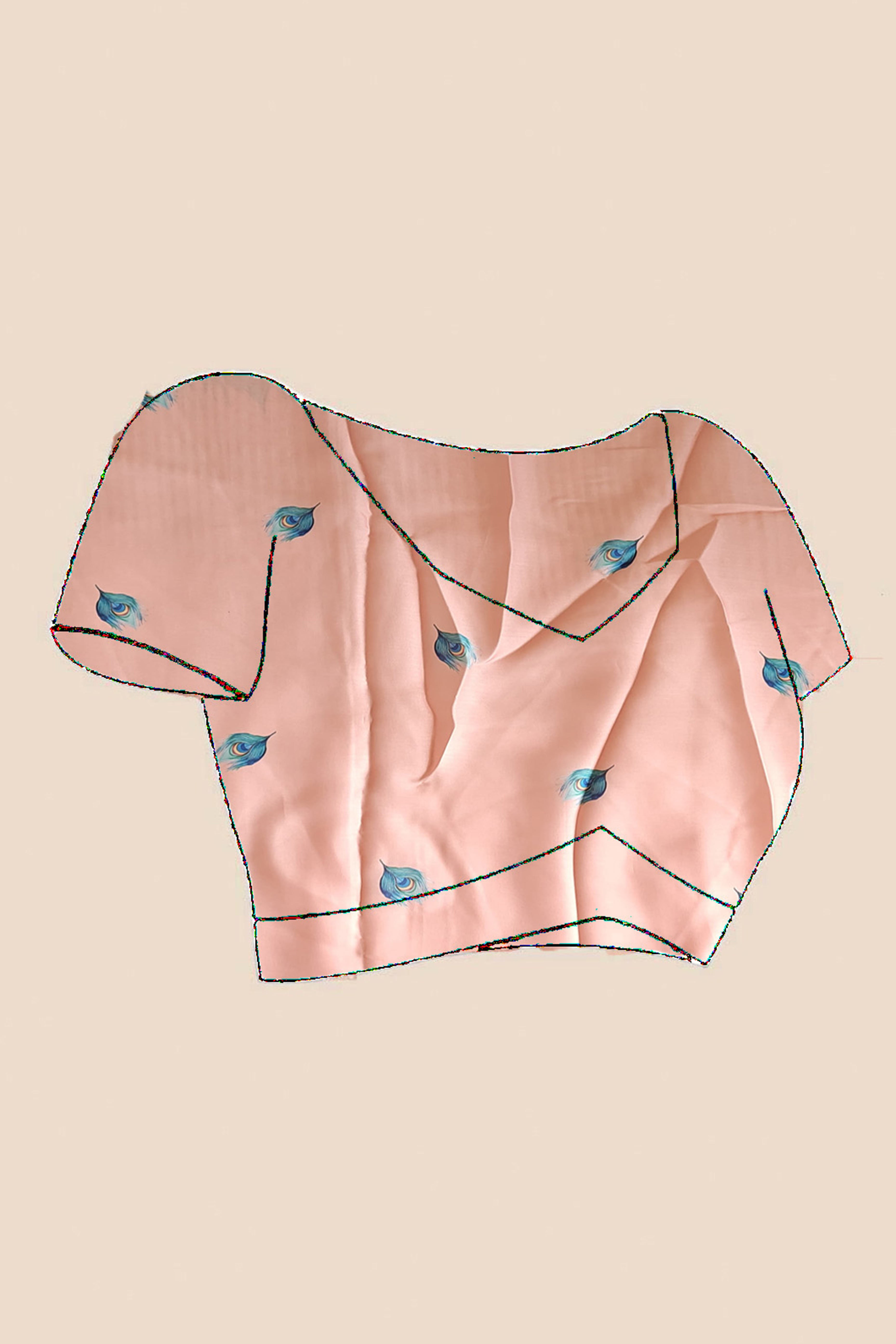 Light Orange Designer Freehand Saree In Satin Georgette With Striking Digital Print