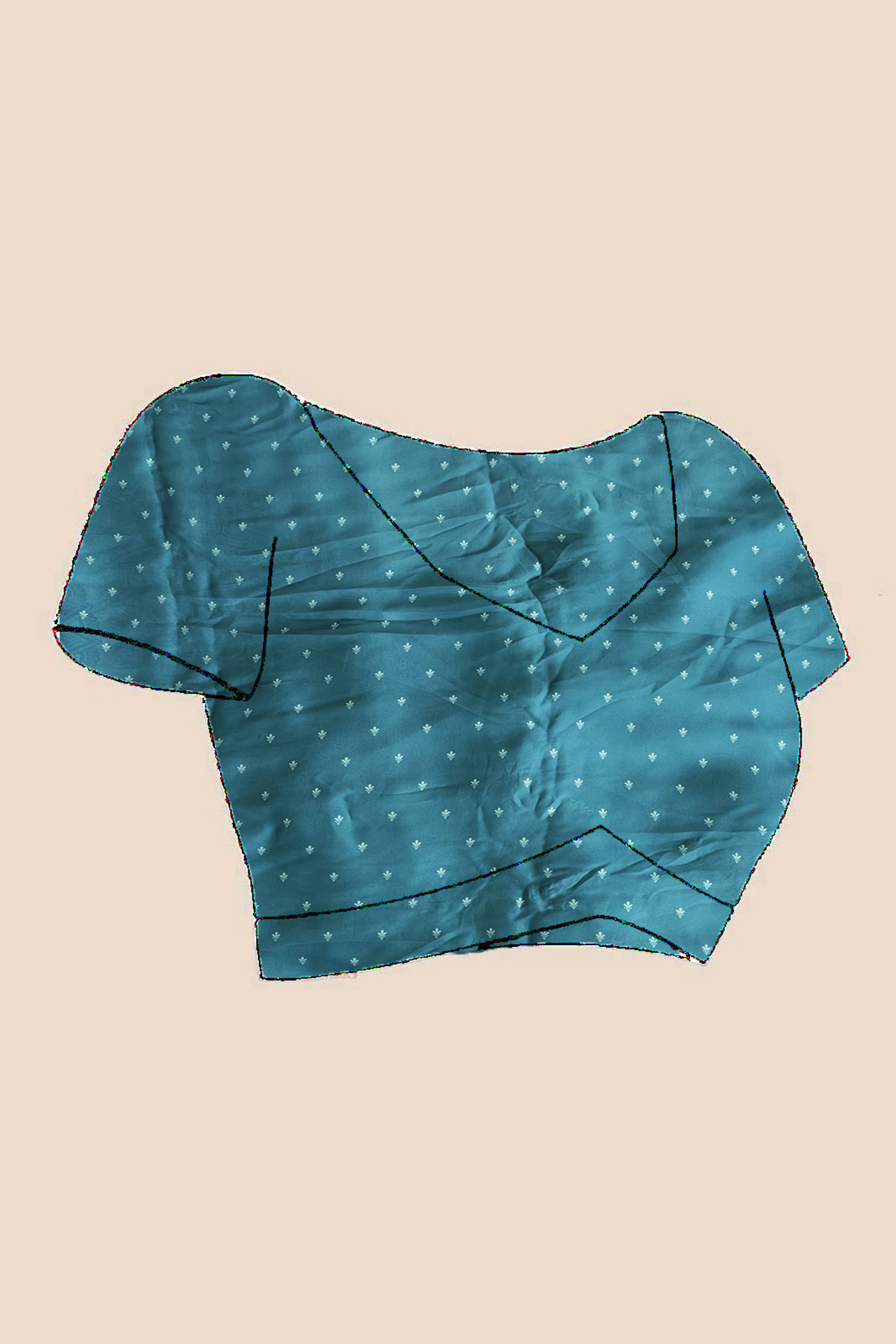 Turquoise Designer Freehand Saree In Satin Georgette With Striking Digital Print