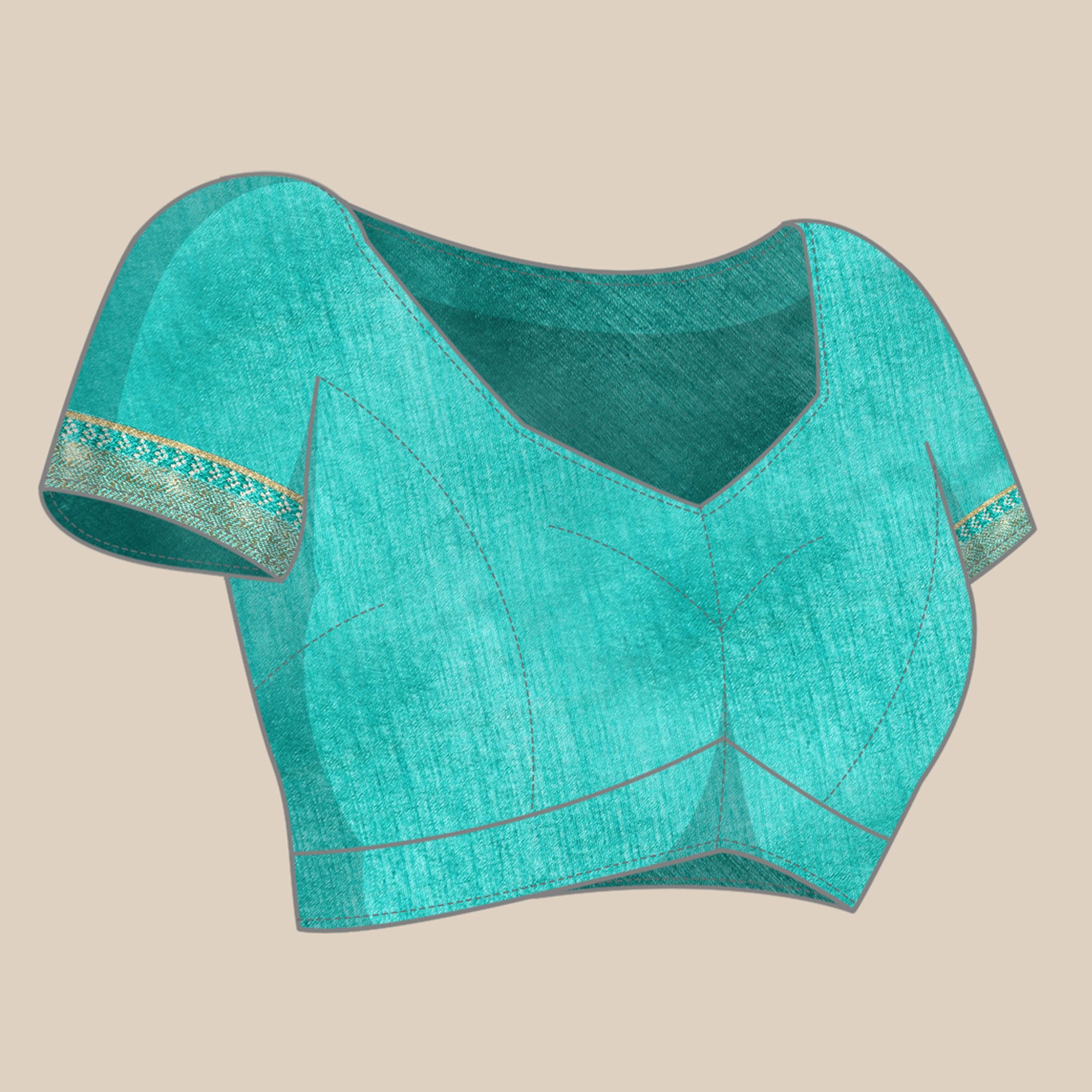 Rama Blue Bandhani Foil Printed Vichitra Silk Saree