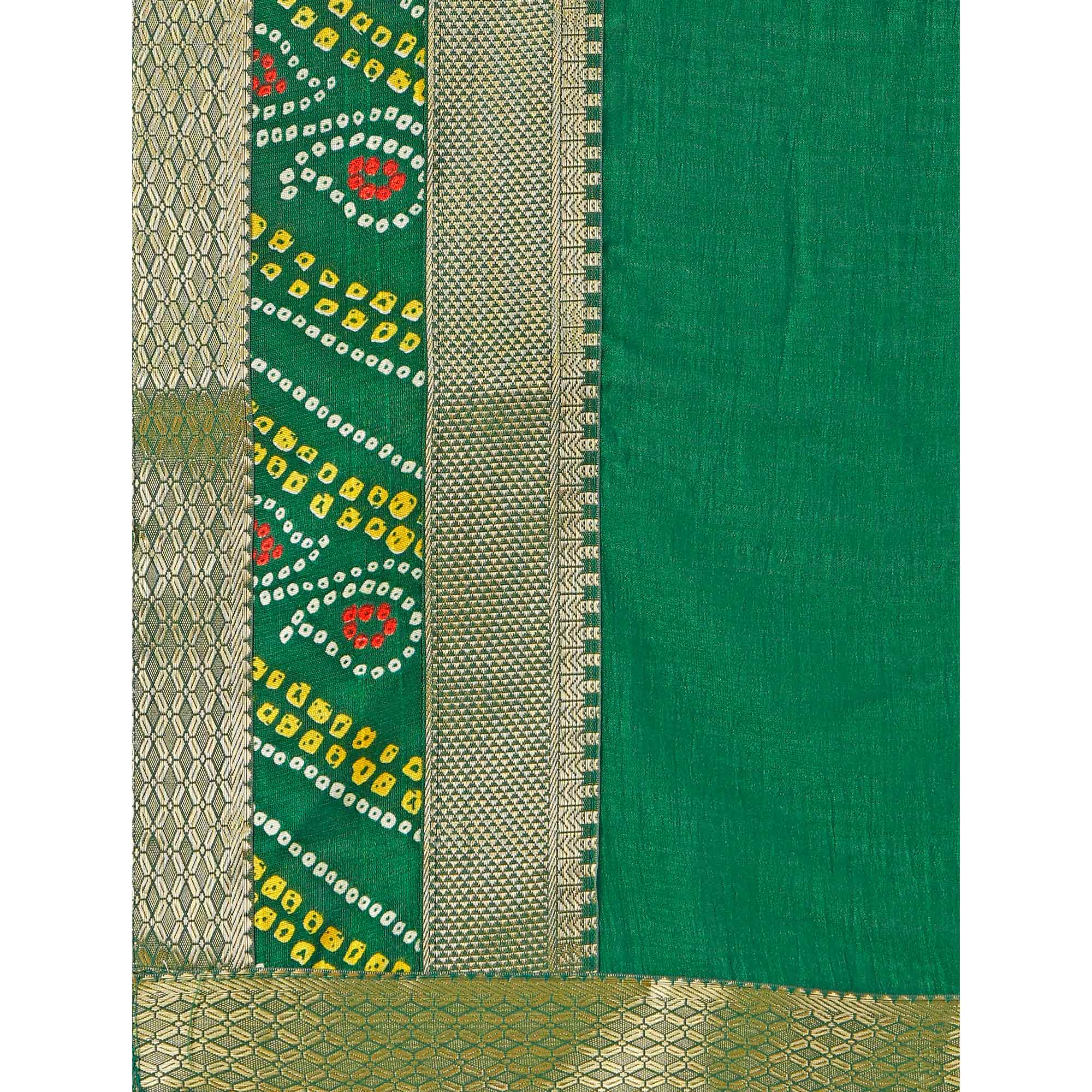 Green Solid Vichitra Silk Saree