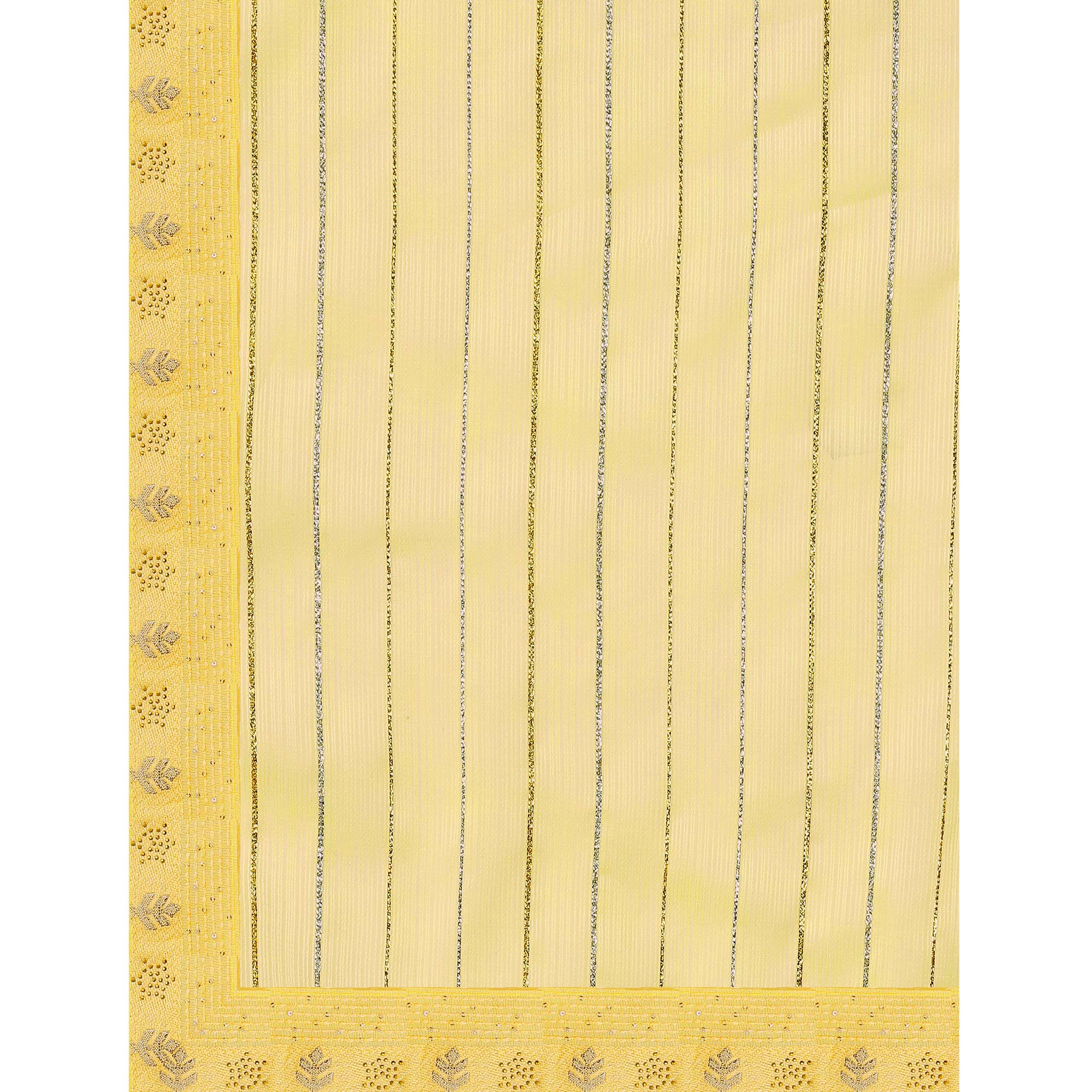 Yellow Zari Work Chiffon Saree