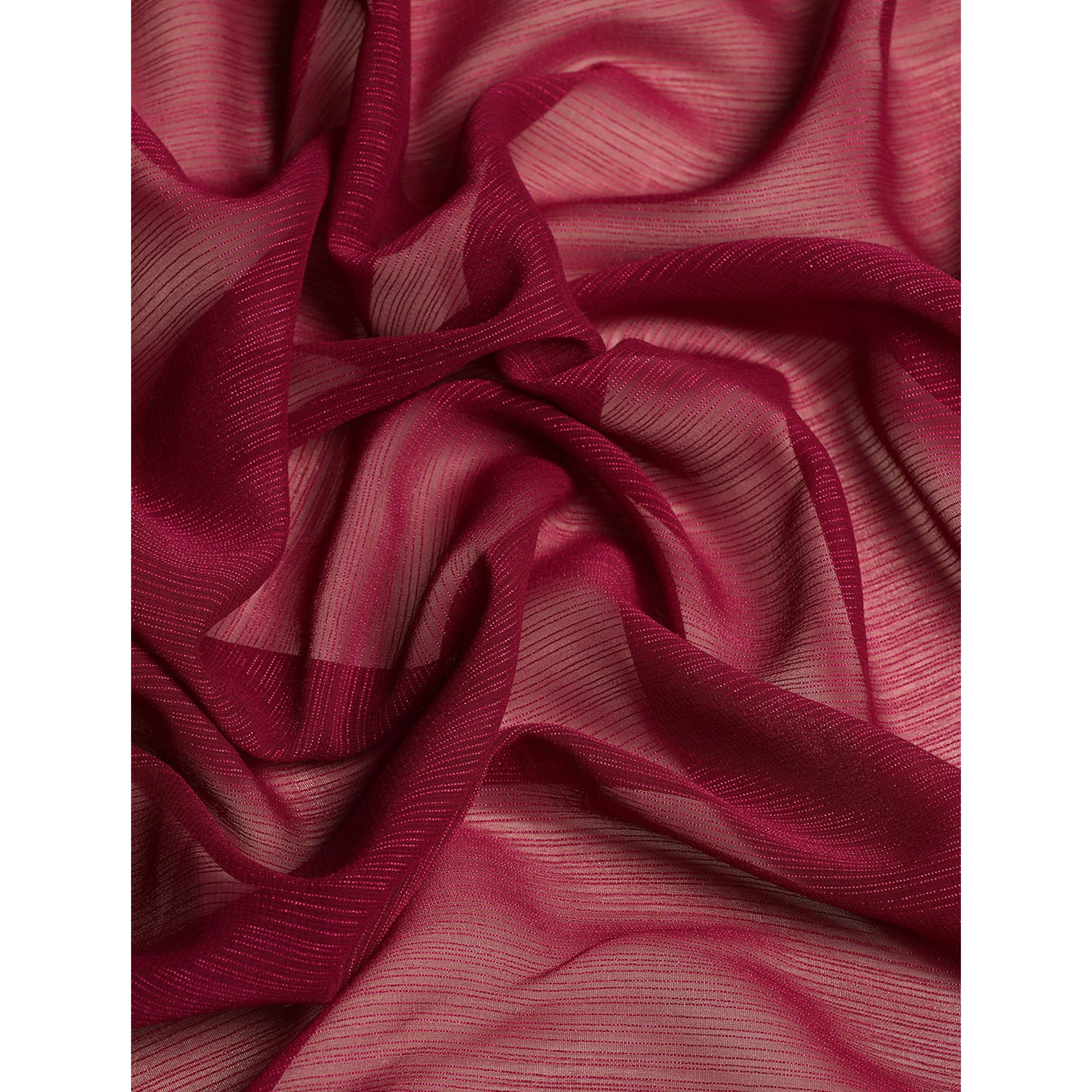 Wine Swarovski Work Chiffon Saree With Zari Border