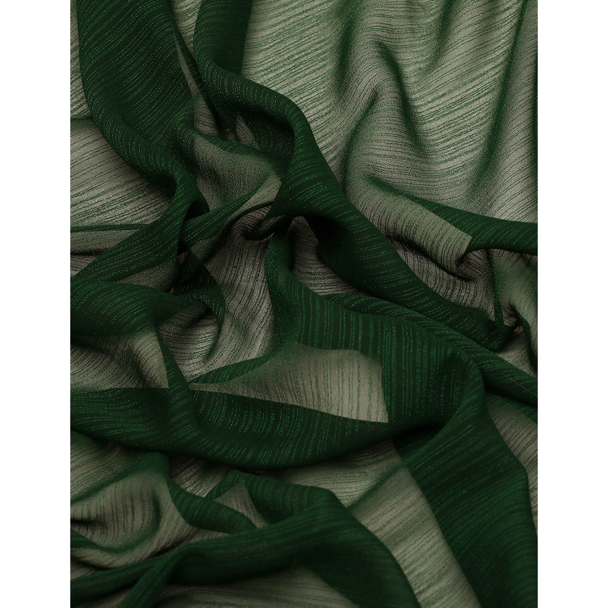 Green Swarovski Work Chiffon Saree With Zari Border