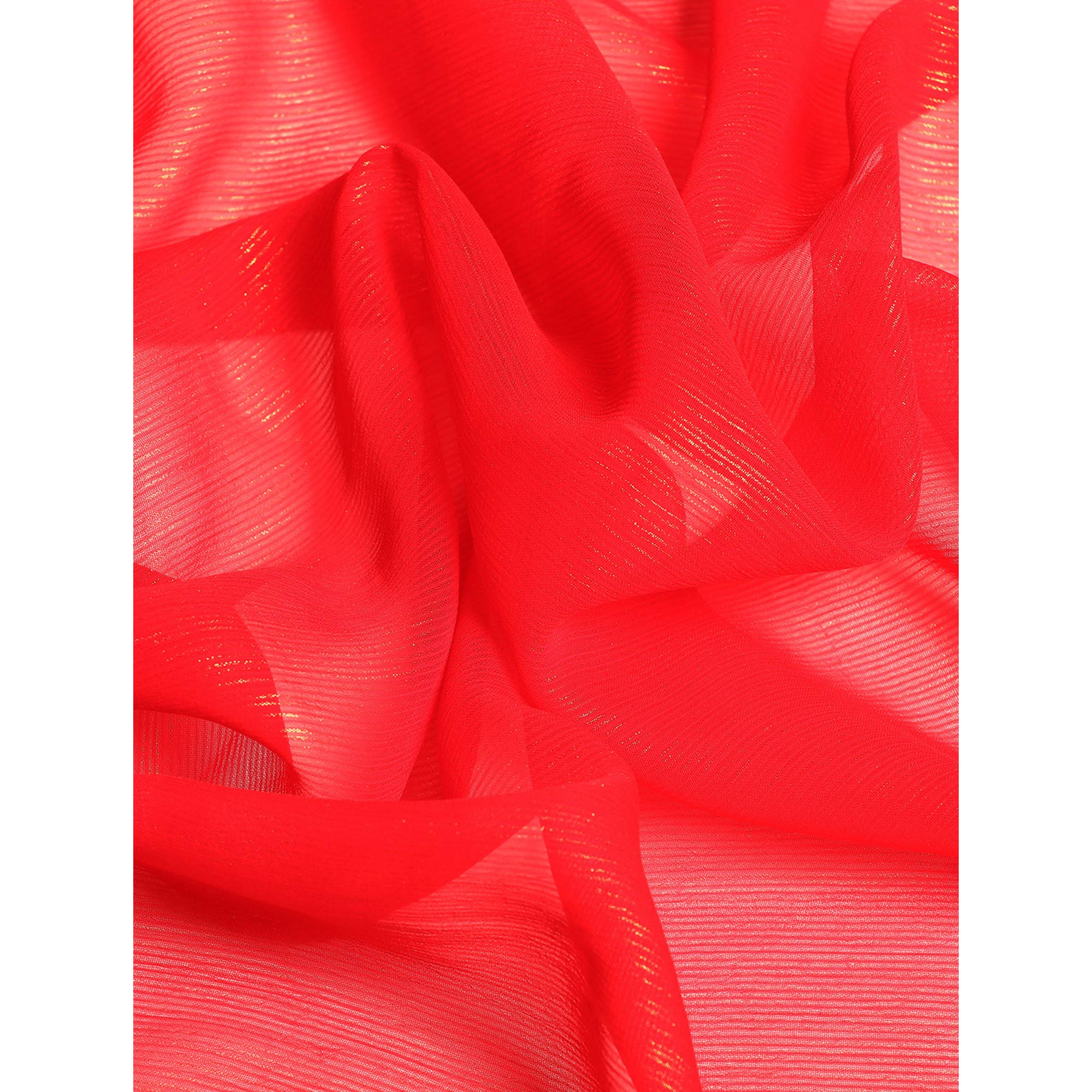 Pink Solid With Woven Border Chiffon Saree With Tassels