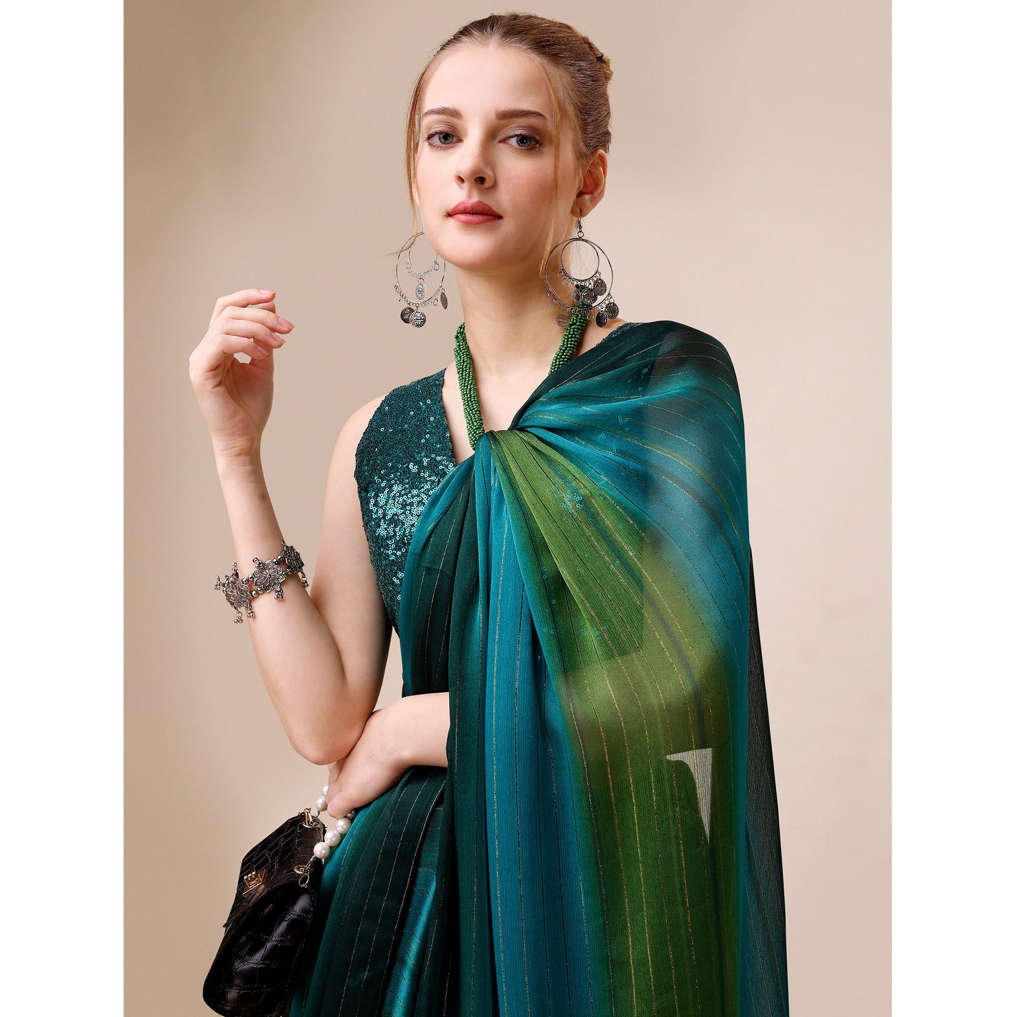 Multicolour Woven Chiffon Saree
