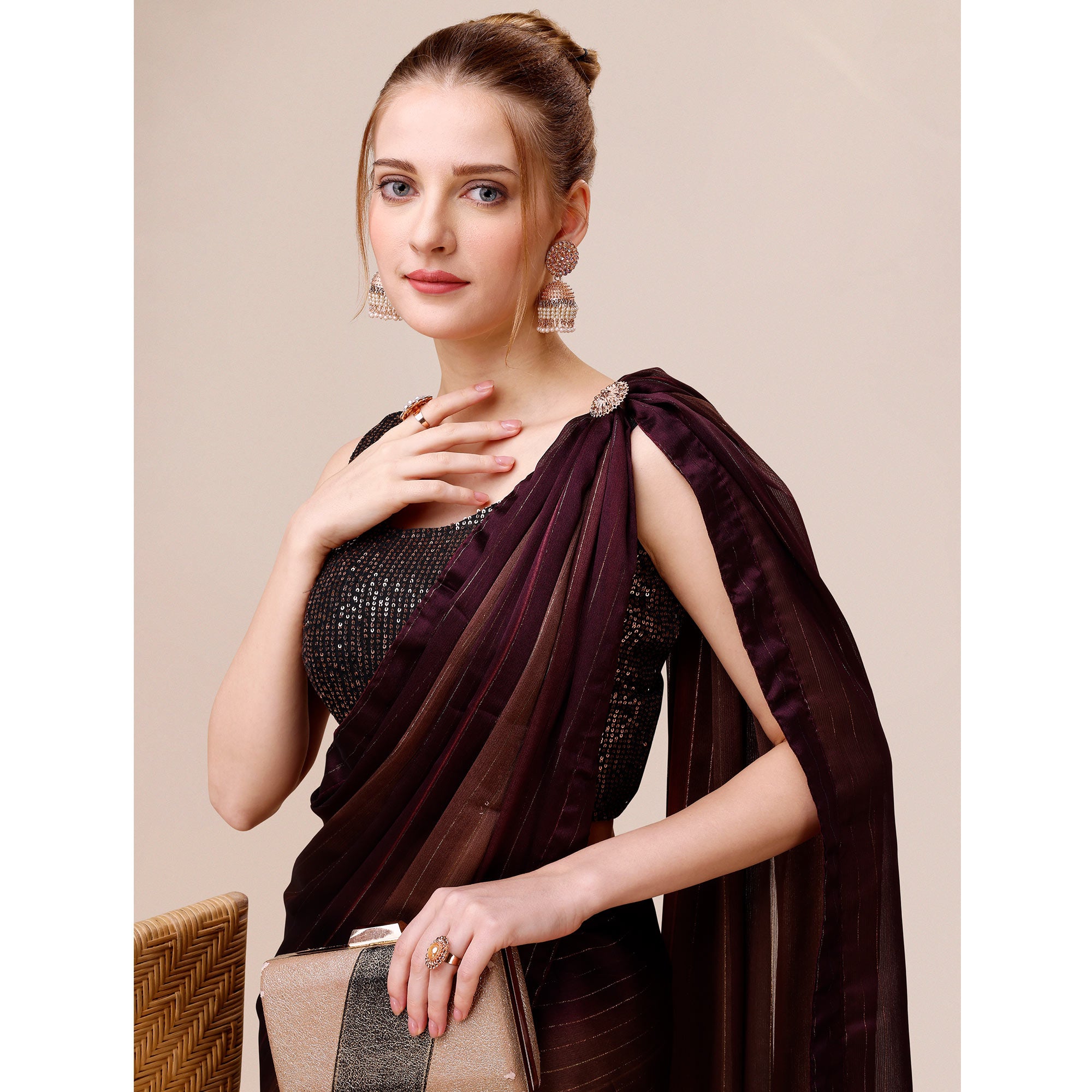 Multicolour Woven Chiffon Saree