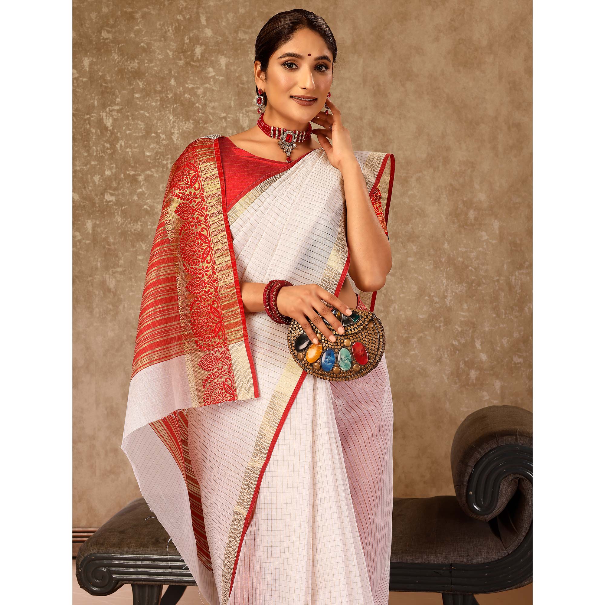 White Zari Woven Cotton Silk Saree