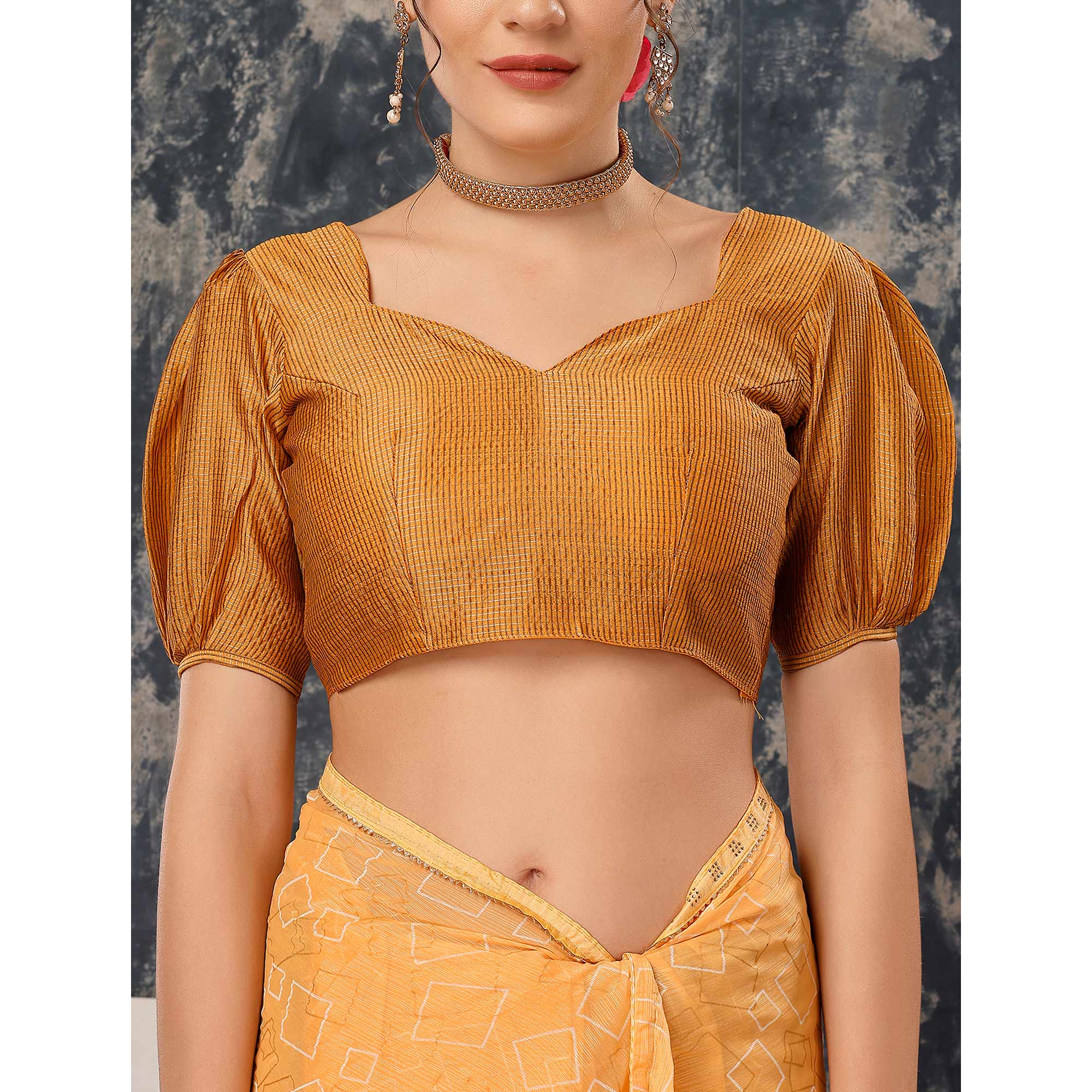 Yellow Printed With Zari Work Chiffon Saree With Lace Border